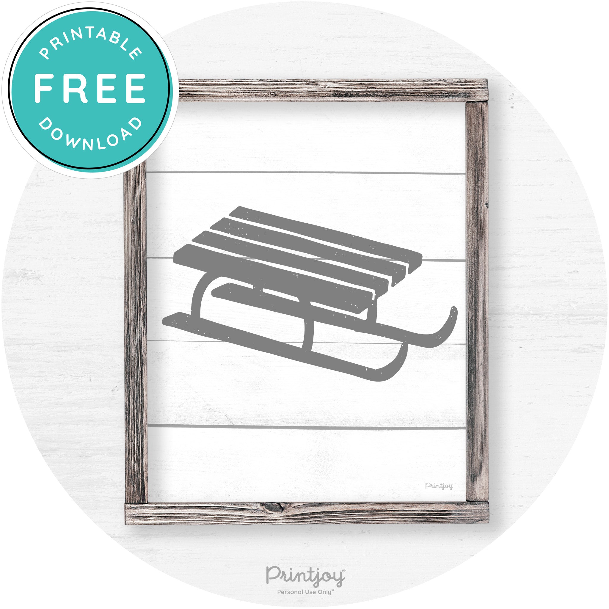 Winter Old Fashioned Sled Rustic Farmhouse Wall Art Free Printable - Printjoy