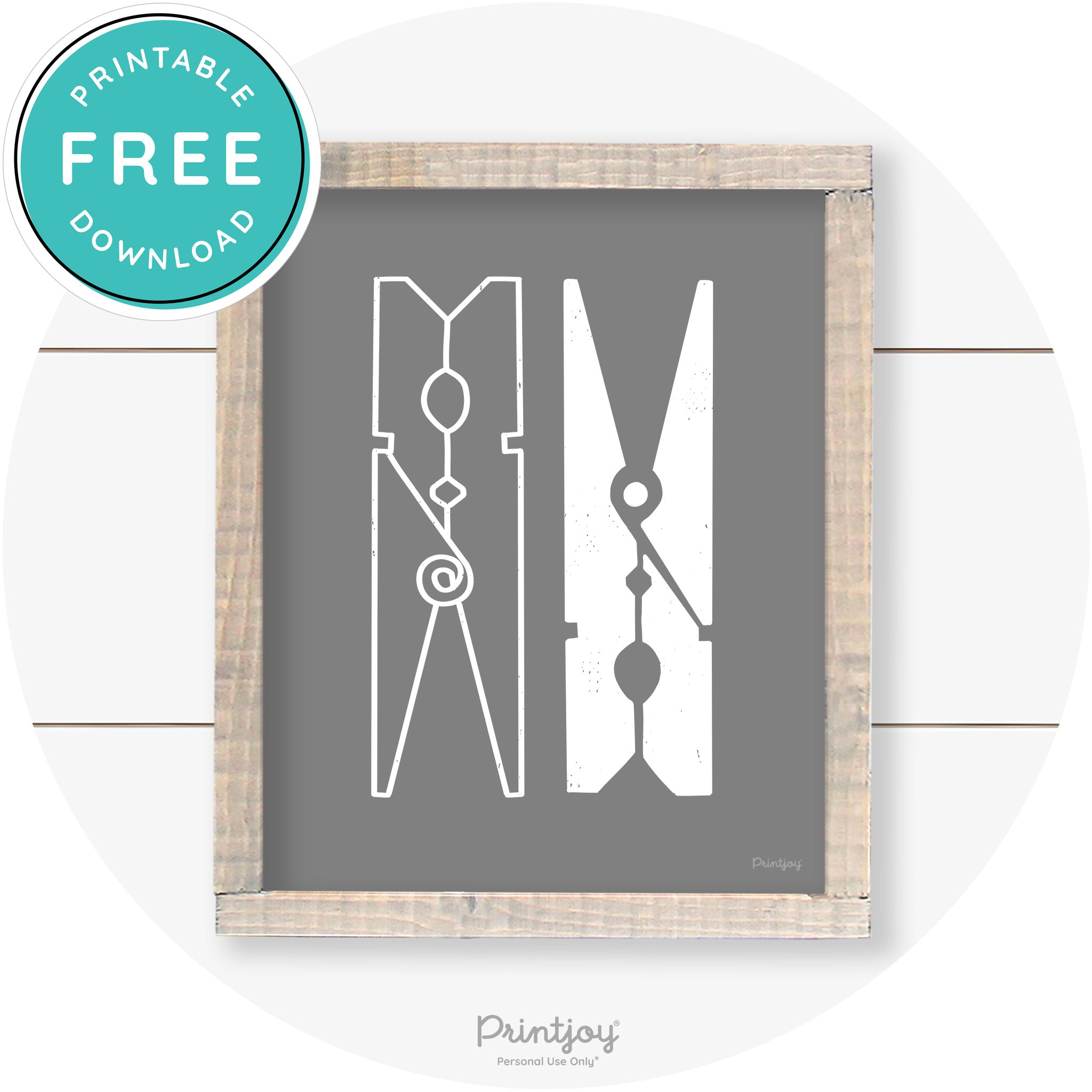 Clothespins Cute Laundry Room Farmhouse Wall Art Free Printable - Printjoy