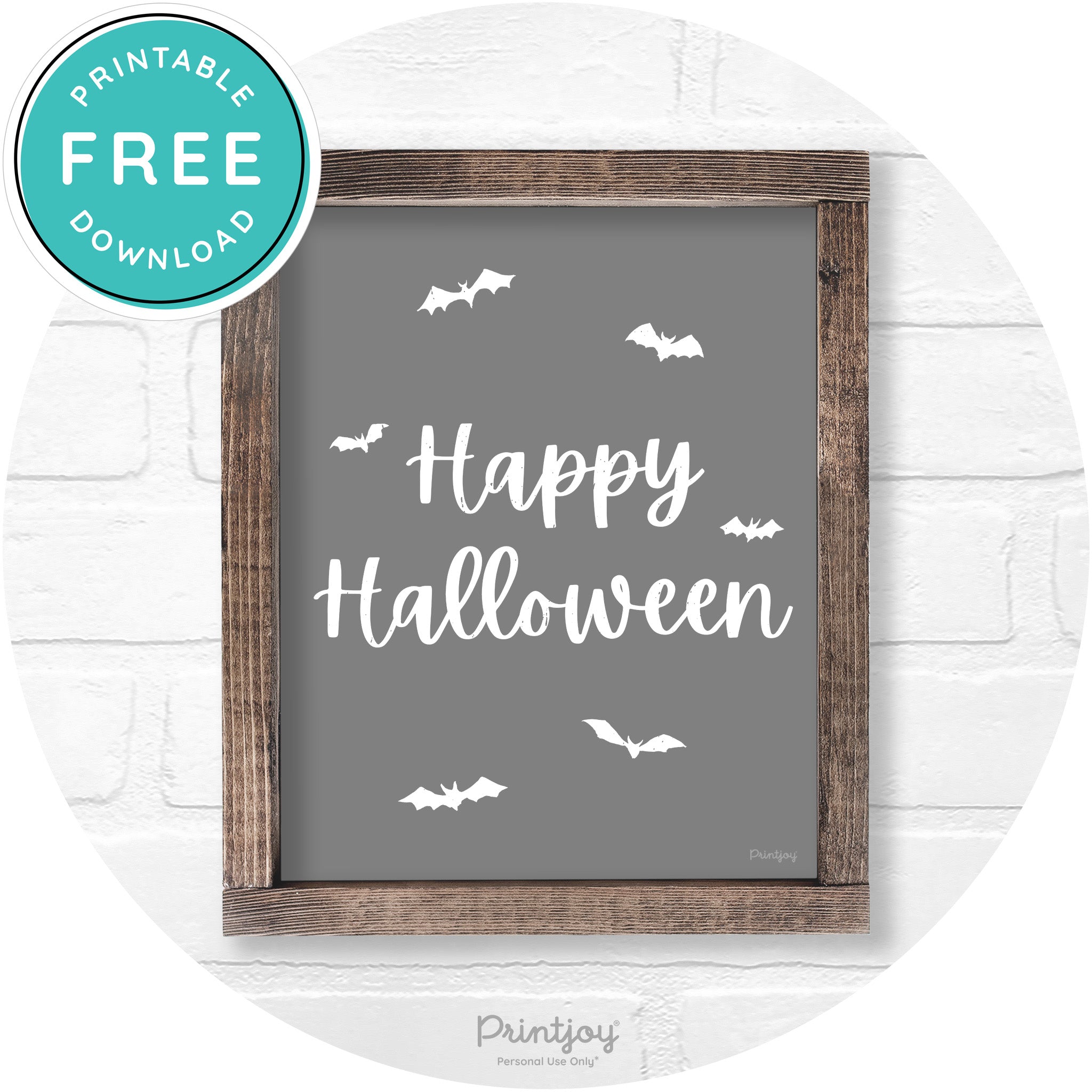 Happy Halloween Bats Rustic Farmhouse Wall Art Free Printable - Printjoy