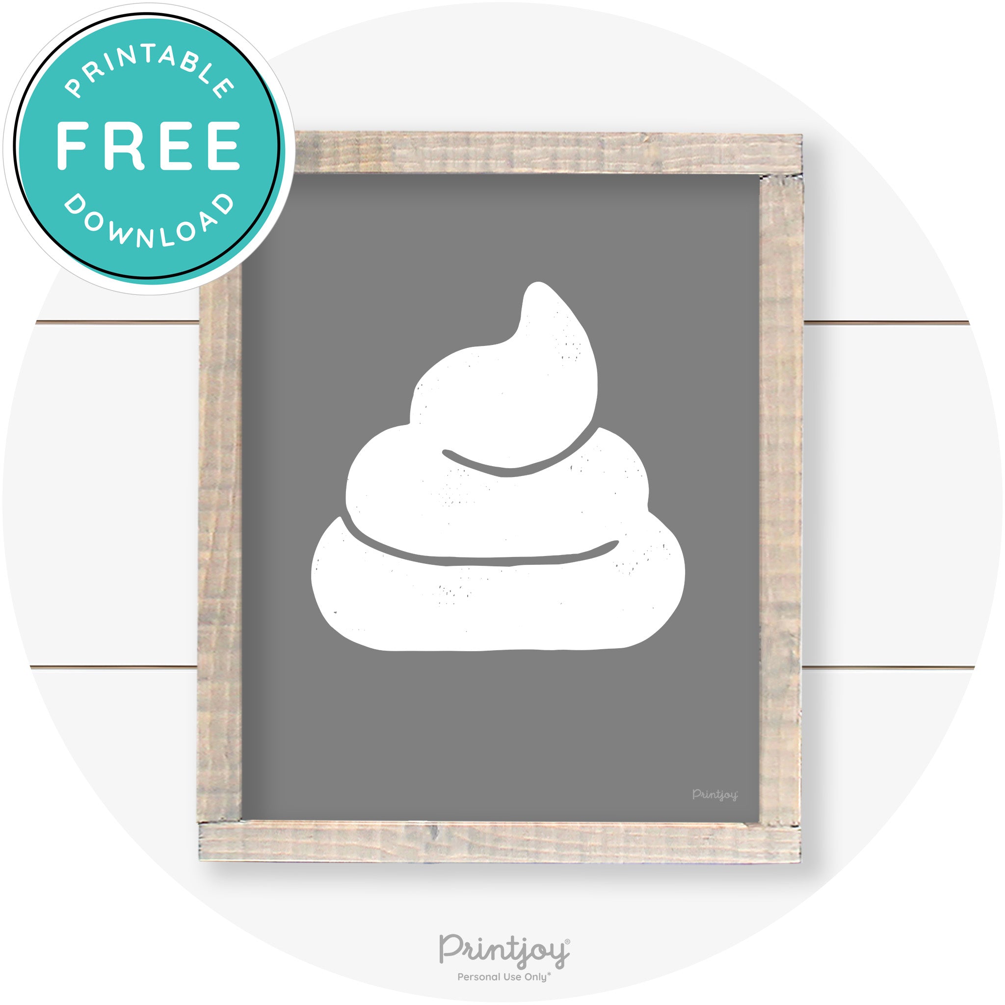 Poop Emoji Silhouette Funny Bathroom Sign Wall Art Free Printable - Printjoy