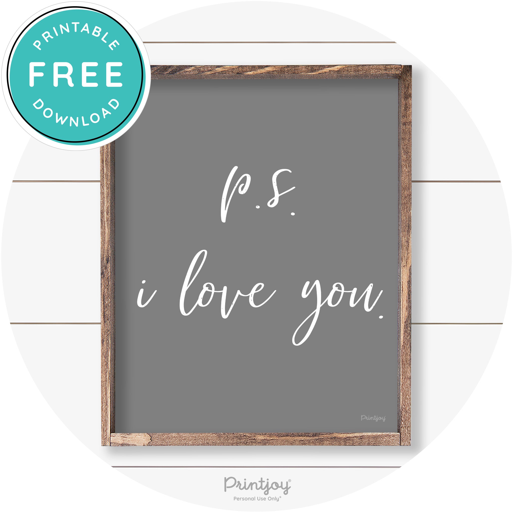 P.S. I Love You Cute Couples Farmhouse Wall Art Decor Free Printable - Printjoy
