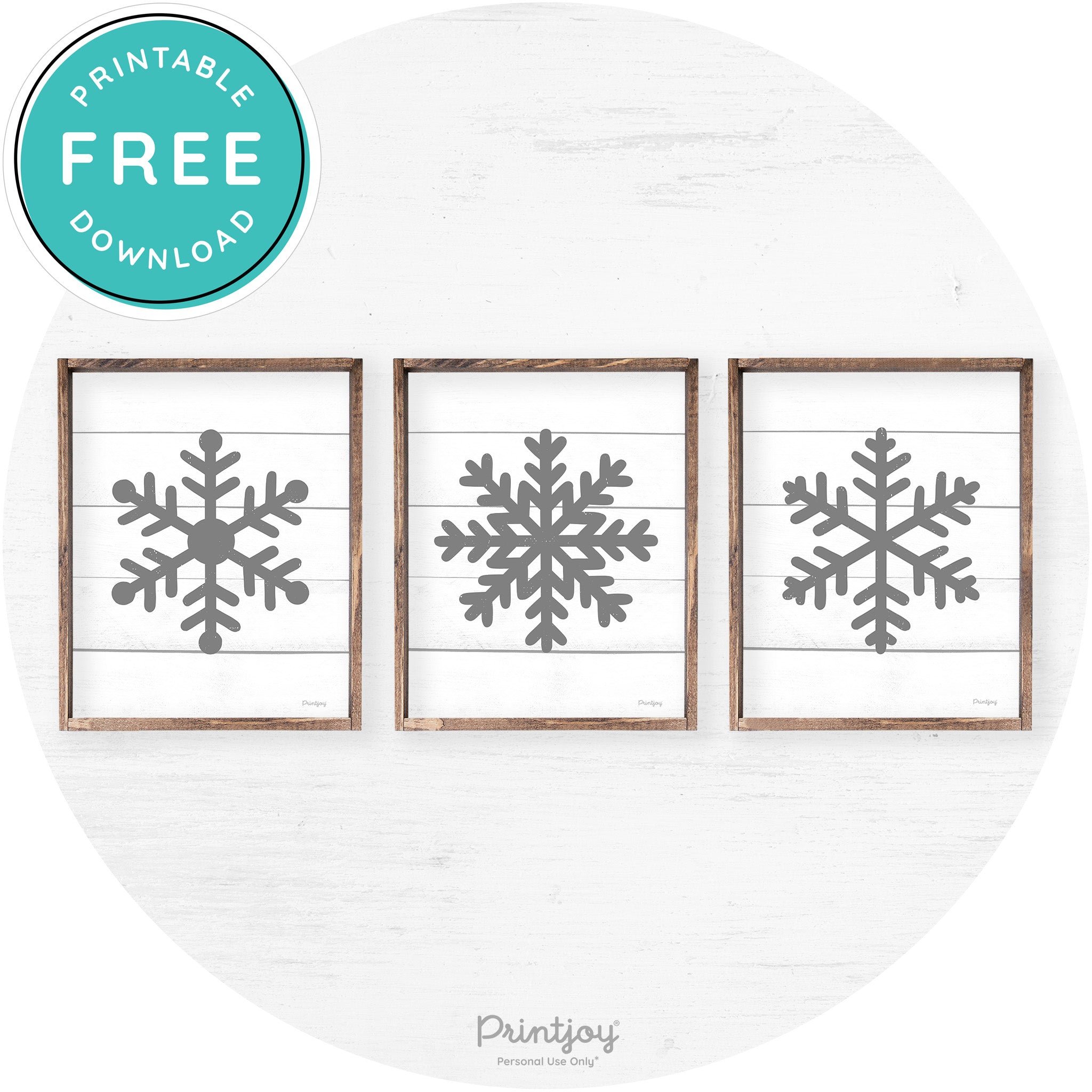 Snowflake Silhouettes Set Of 3 Christmas Farmhouse Art Free Printable - Printjoy