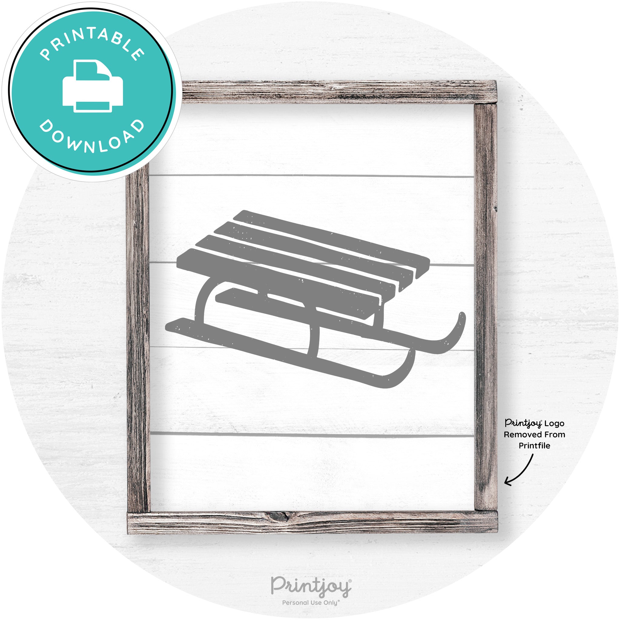 Winter Old Fashioned Sled Rustic Farmhouse Wall Art Free Printable - Printjoy