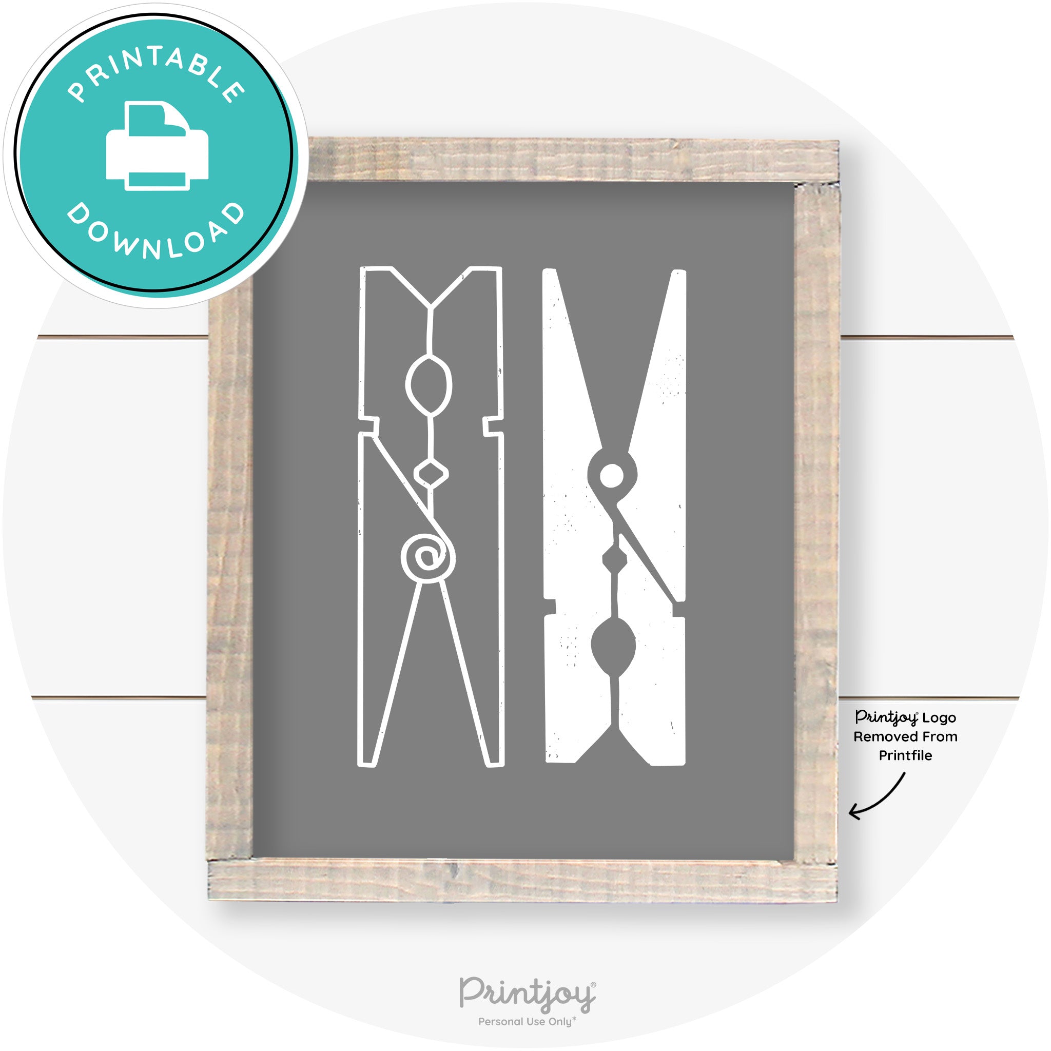 Clothespins Cute Laundry Room Farmhouse Wall Art Free Printable - Printjoy