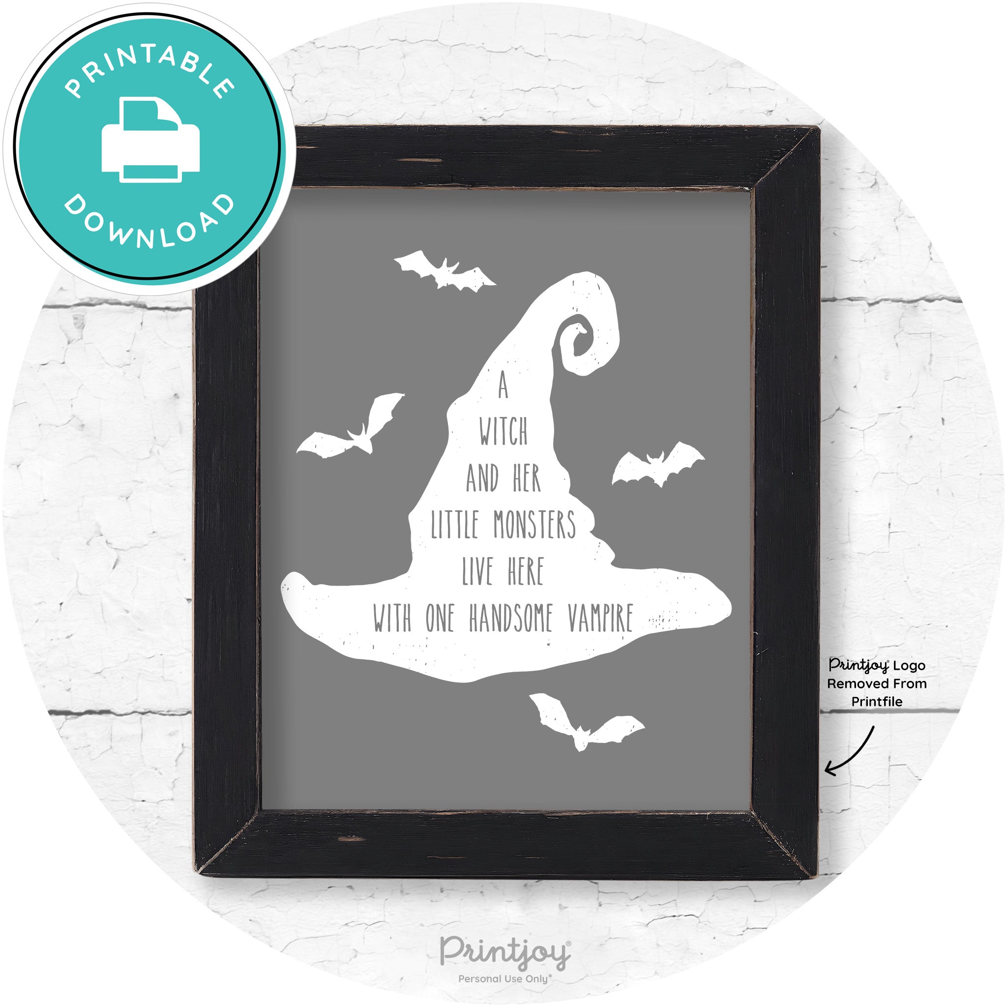 Fun Halloween Family Farmhouse Witch Hat Wall Art Free Printable - Printjoy