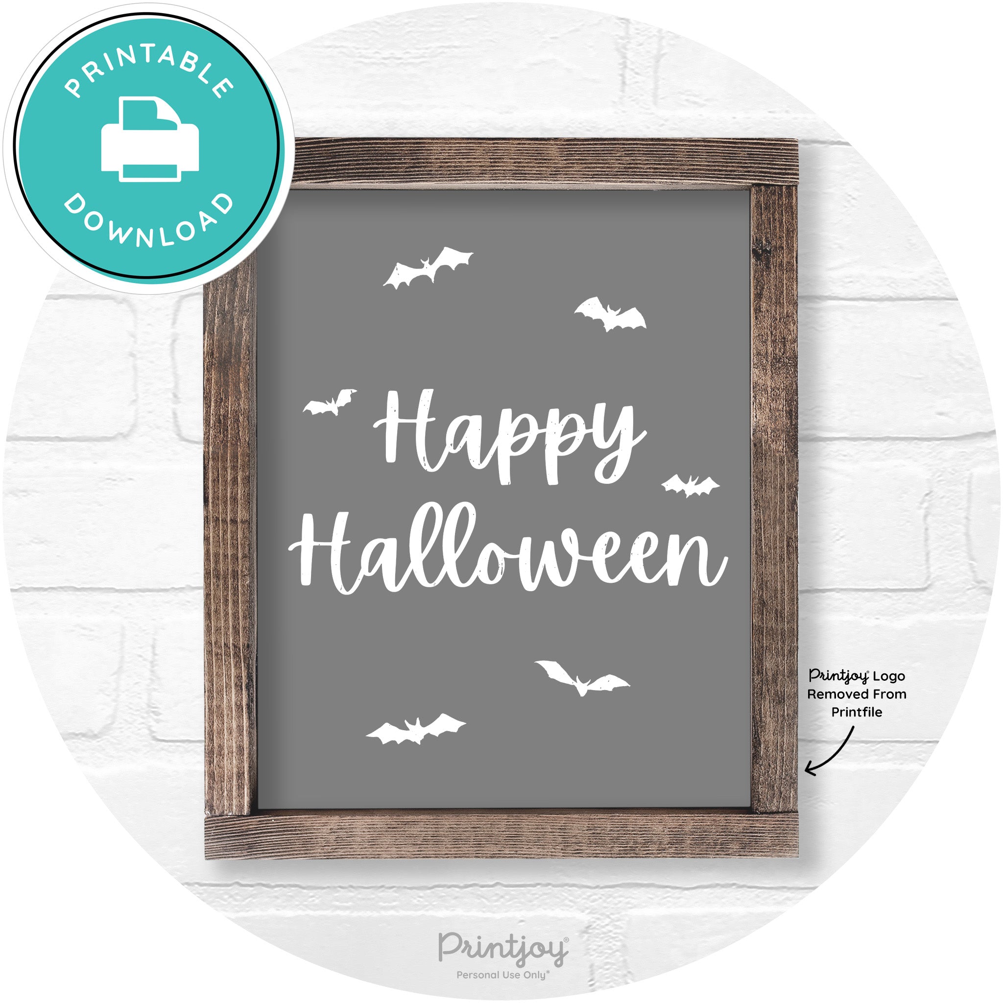 Happy Halloween Bats Rustic Farmhouse Wall Art Free Printable - Printjoy