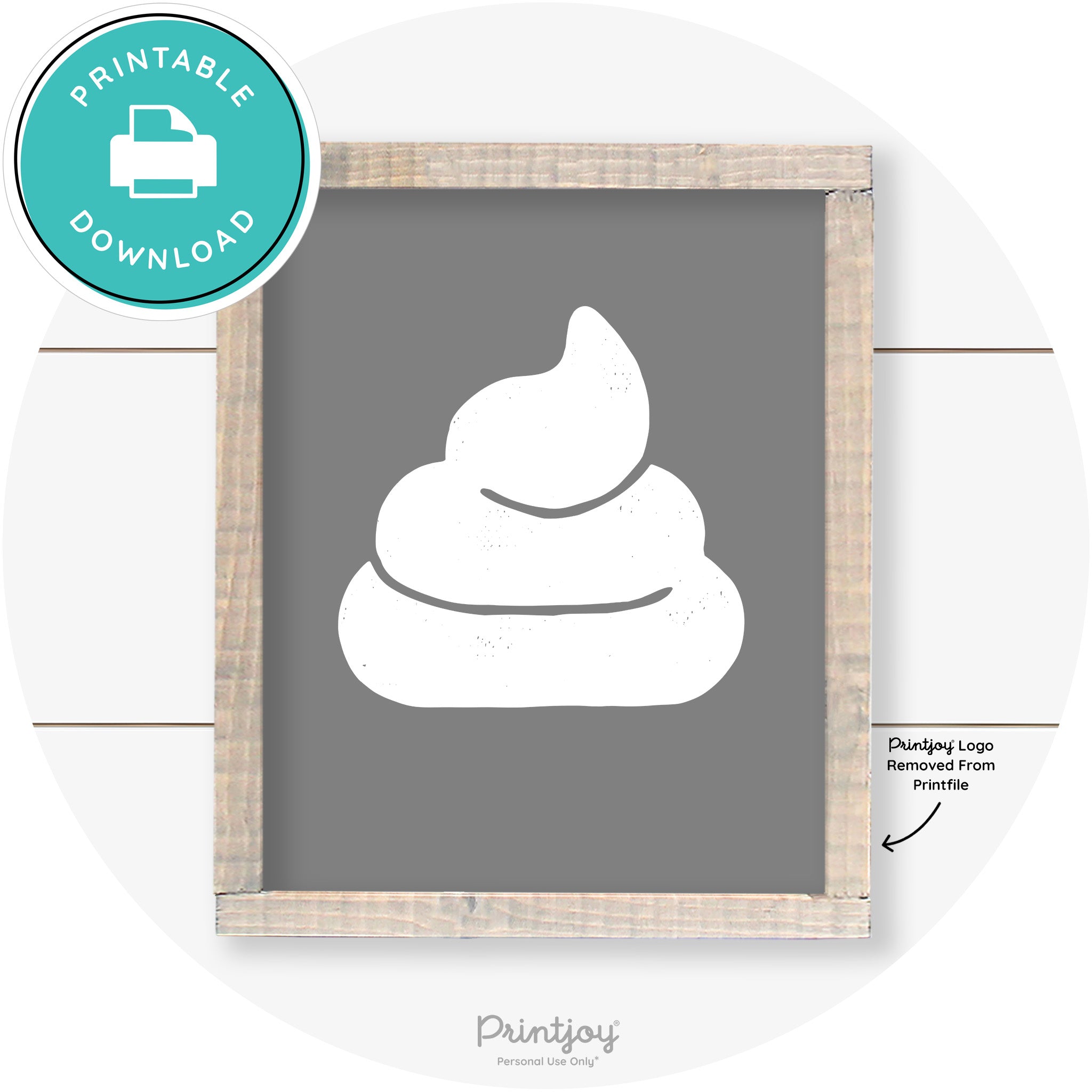 Poop Emoji Silhouette Funny Bathroom Sign Wall Art Free Printable - Printjoy