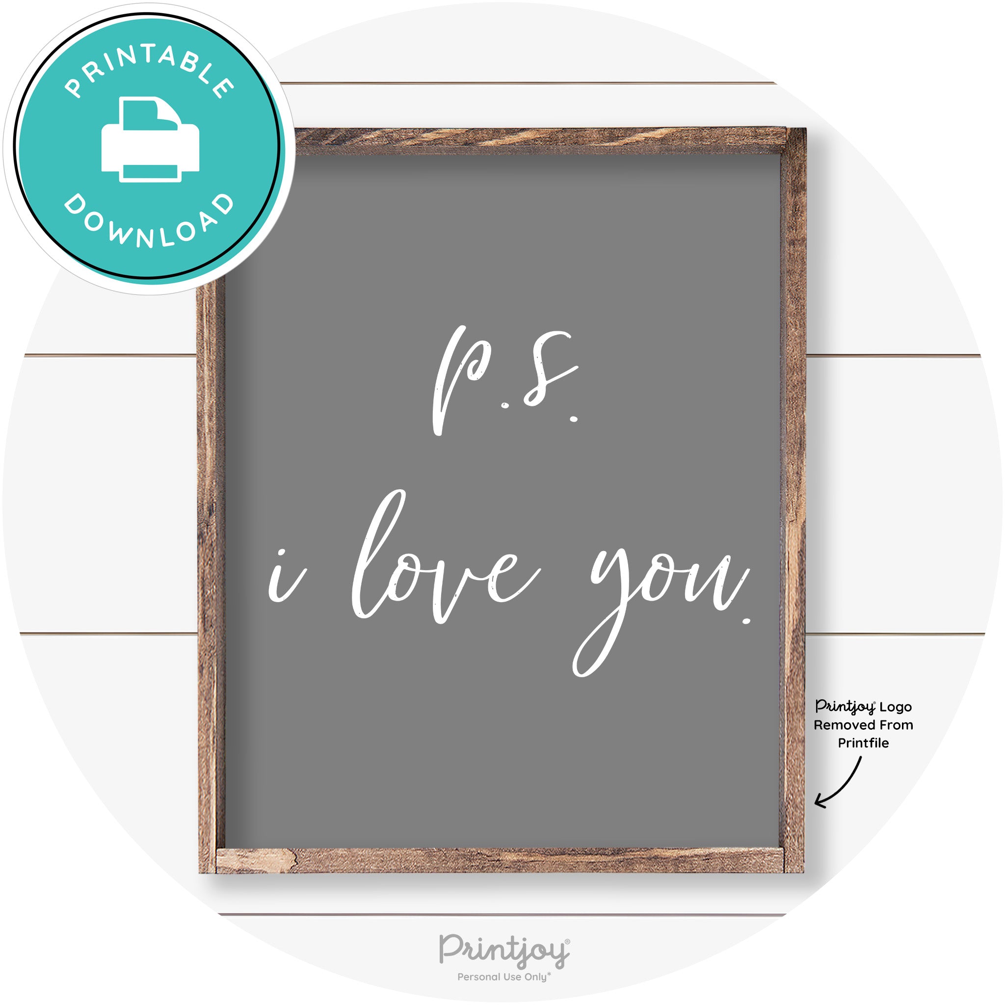 P.S. I Love You Cute Couples Farmhouse Wall Art Decor Free Printable - Printjoy