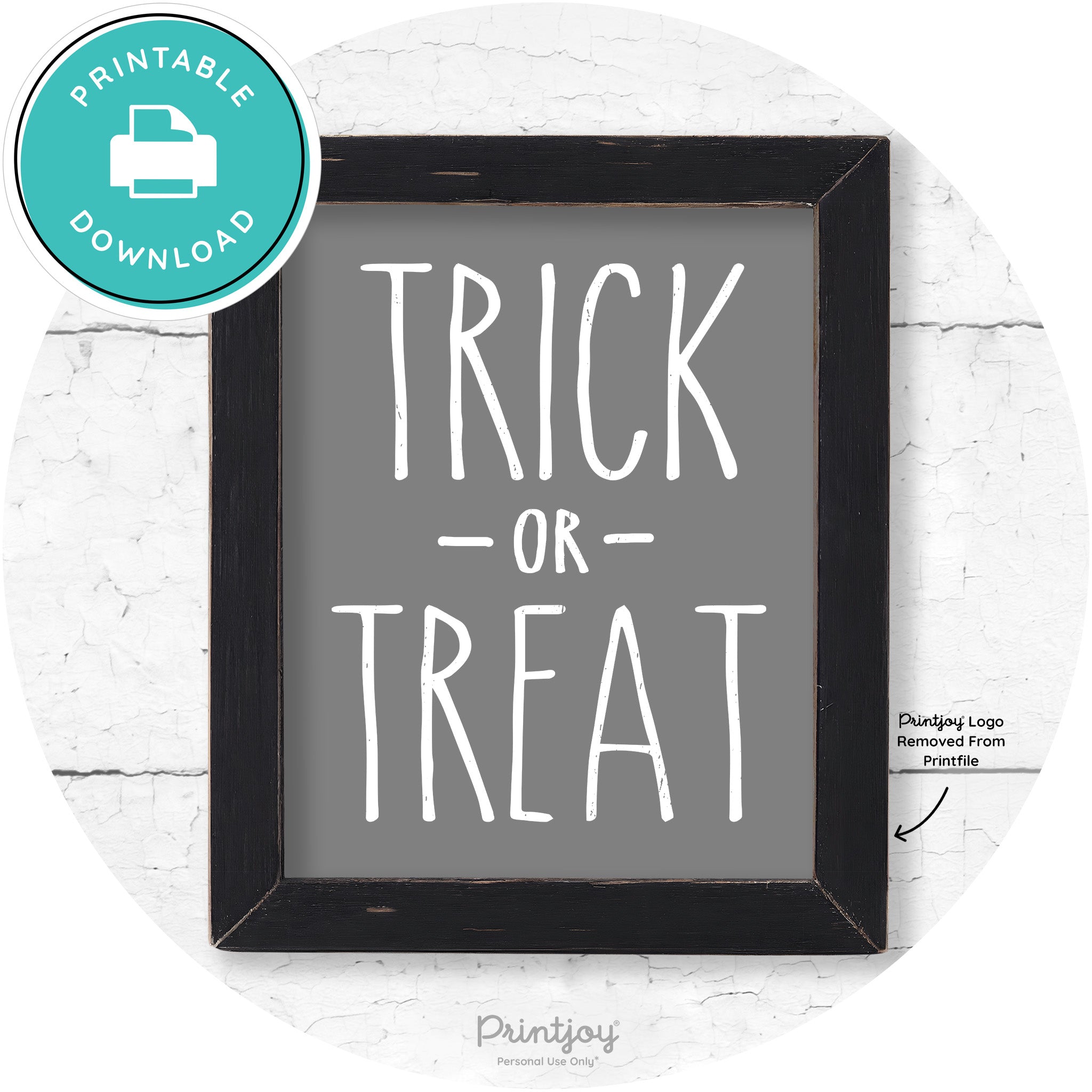 Trick Or Treat Lettering Farmhouse Halloween Wall Art Free Printable - Printjoy