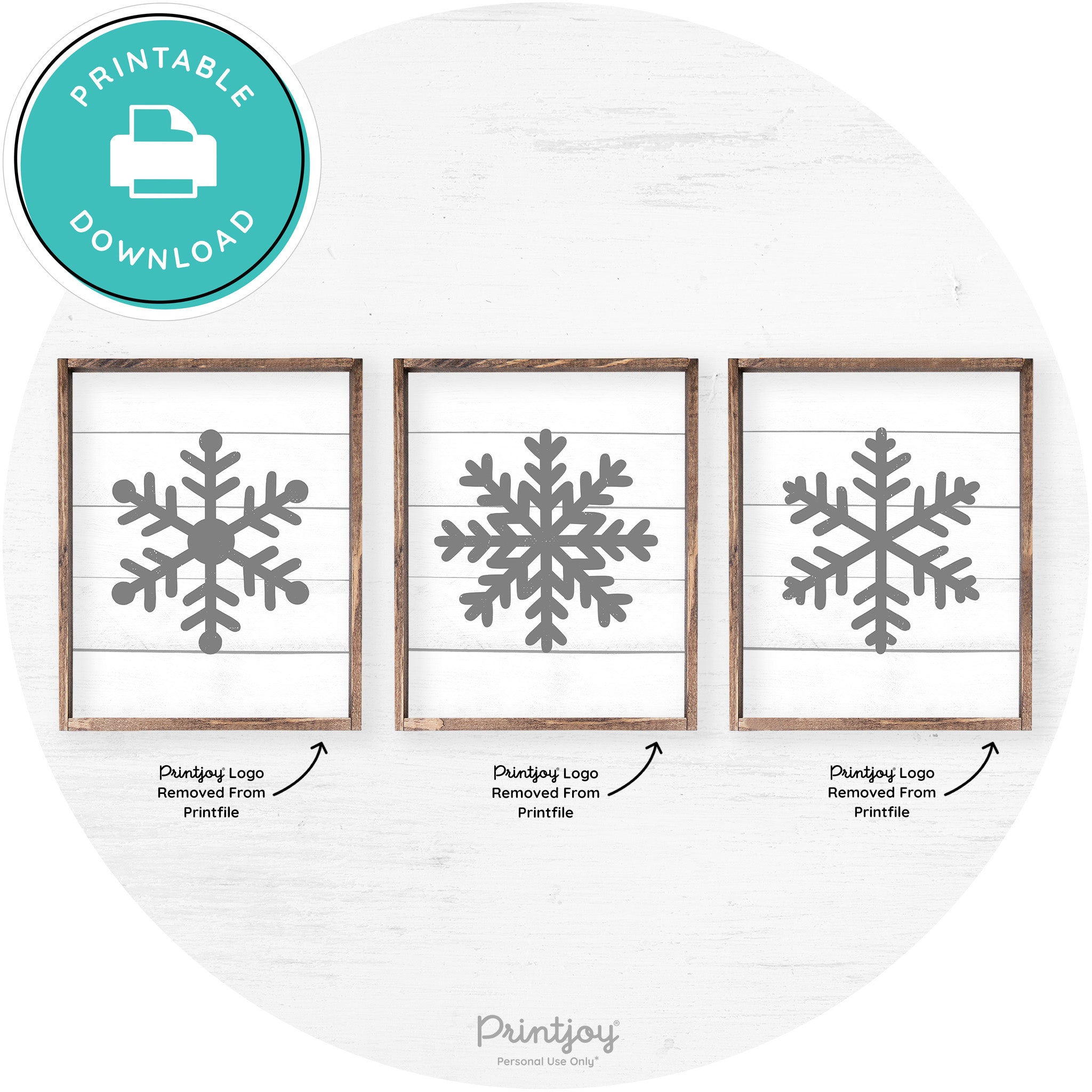 Snowflake Silhouettes Set Of 3 Christmas Farmhouse Art Free Printable - Printjoy