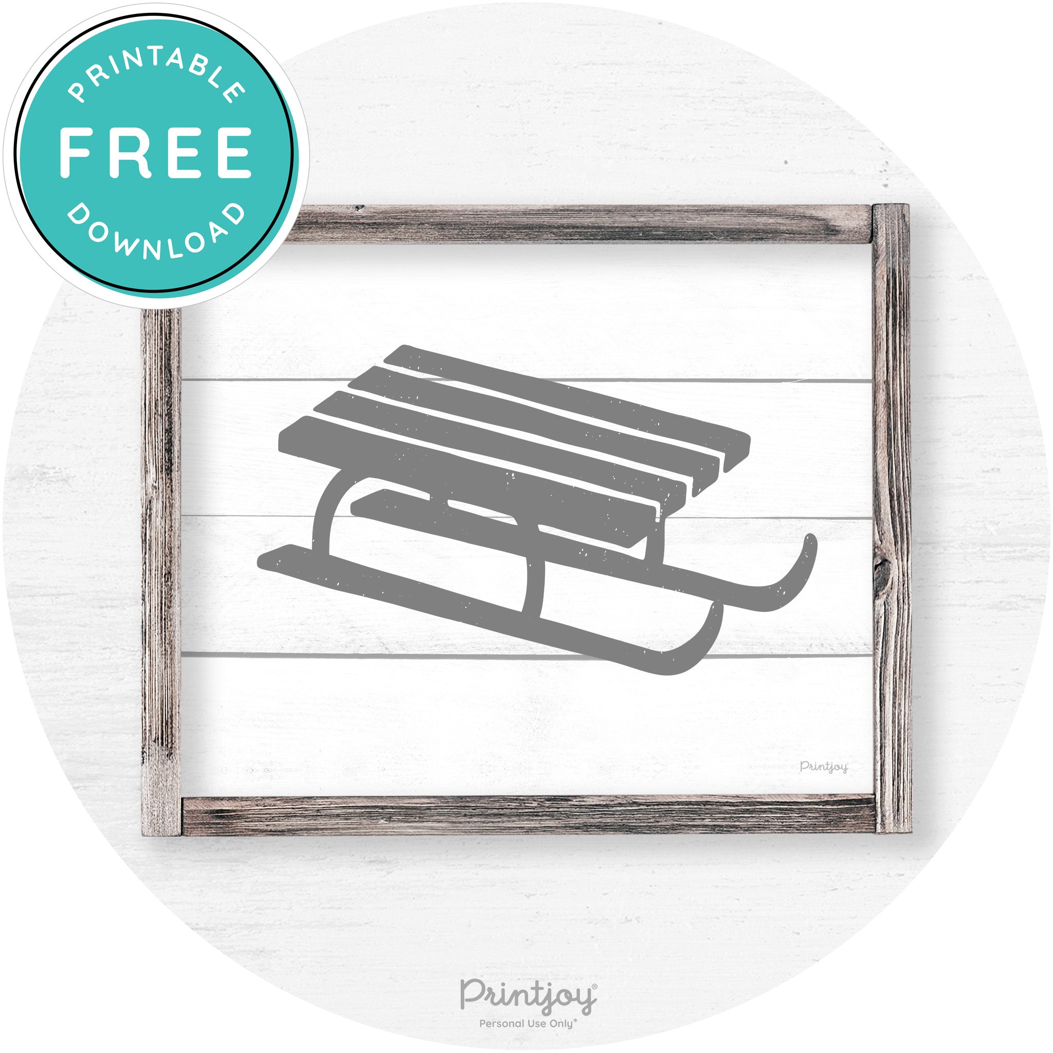 Winter Old Fashioned Sled Rustic Farmhouse Wall Art Free Printable - Printjoy