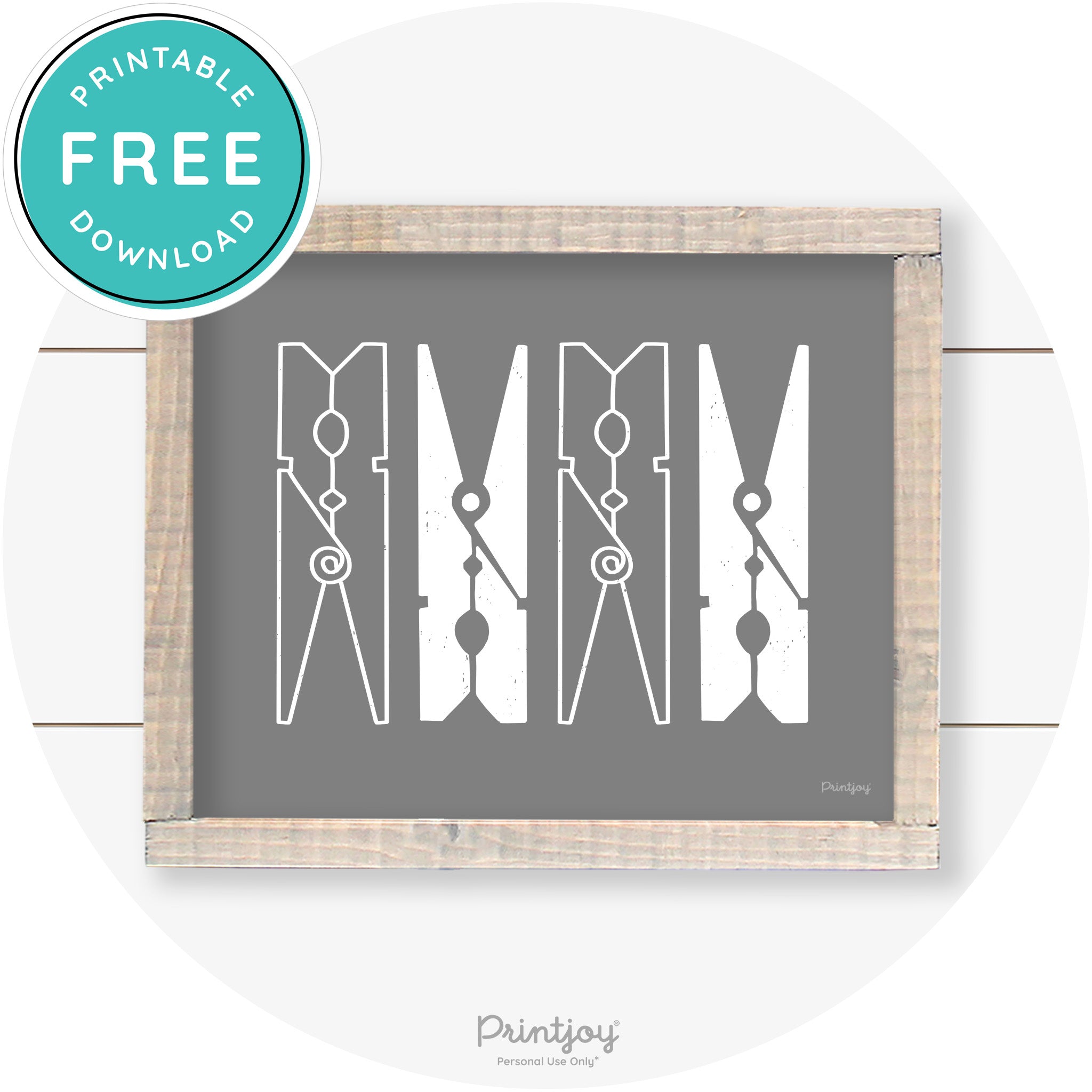 Clothespins Cute Laundry Room Farmhouse Wall Art Free Printable - Printjoy