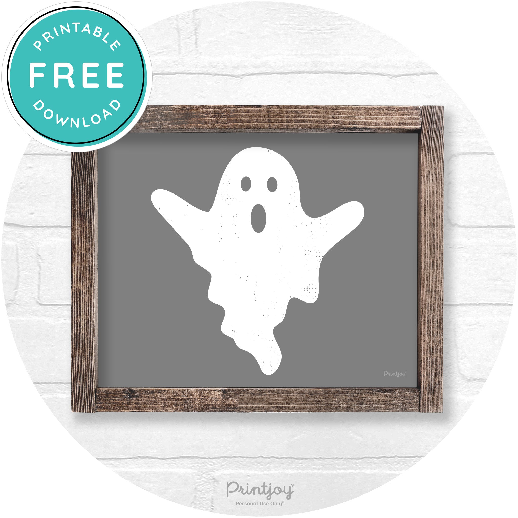 Halloween Cute Ghost Rustic Farmhouse Wall Art Free Printable - Printjoy