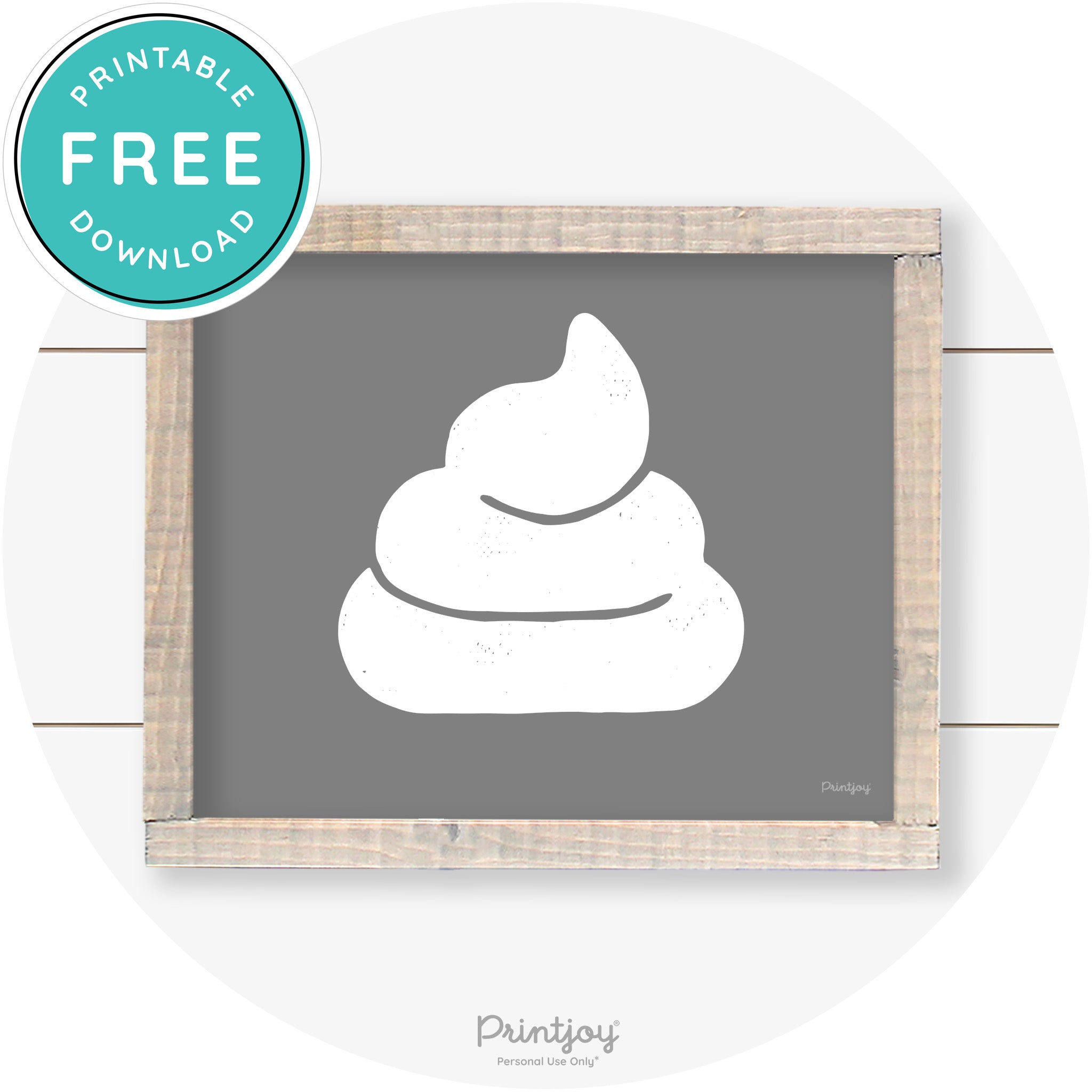Poop Emoji Silhouette Funny Bathroom Sign Wall Art Free Printable - Printjoy