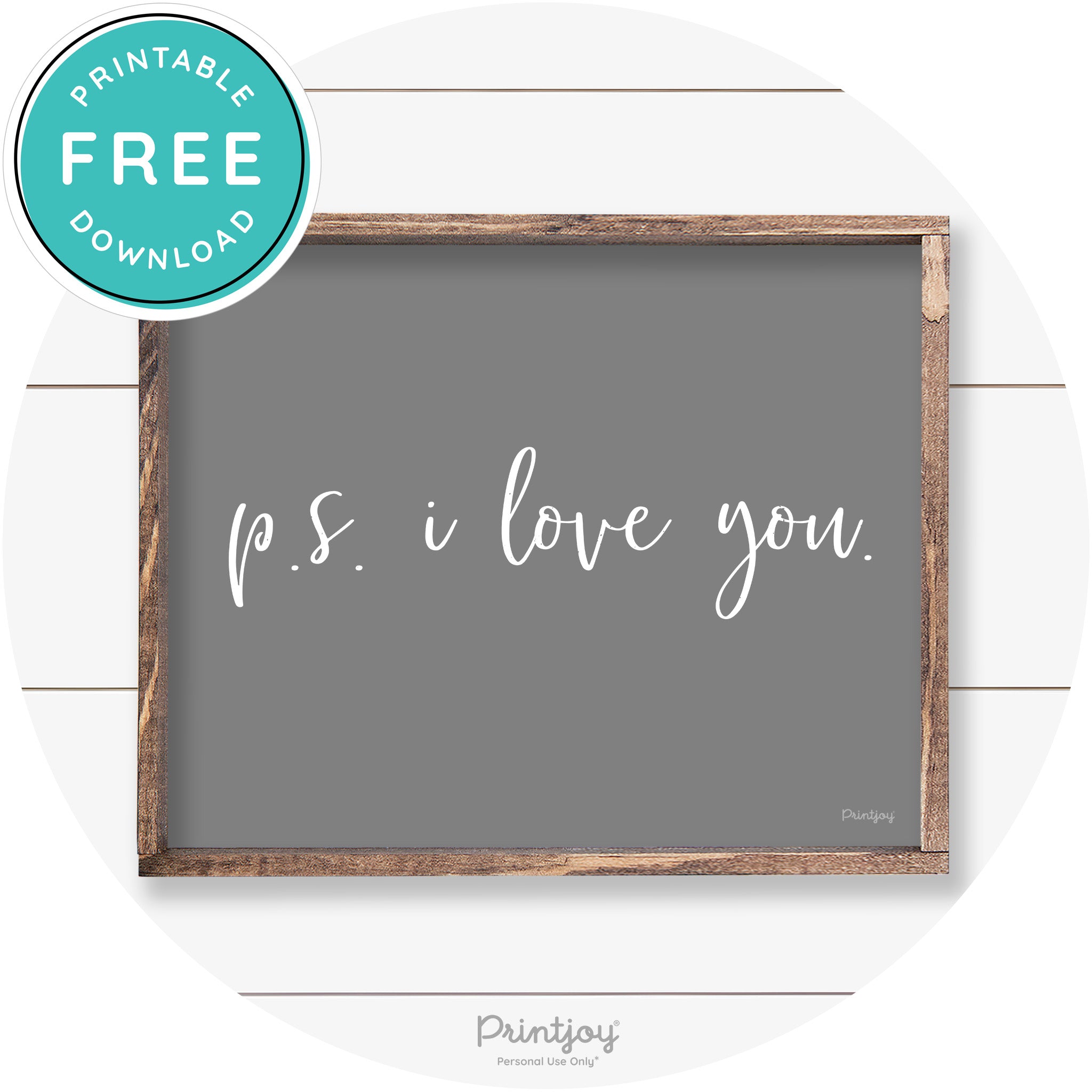 P.S. I Love You Cute Couples Farmhouse Wall Art Decor Free Printable - Printjoy