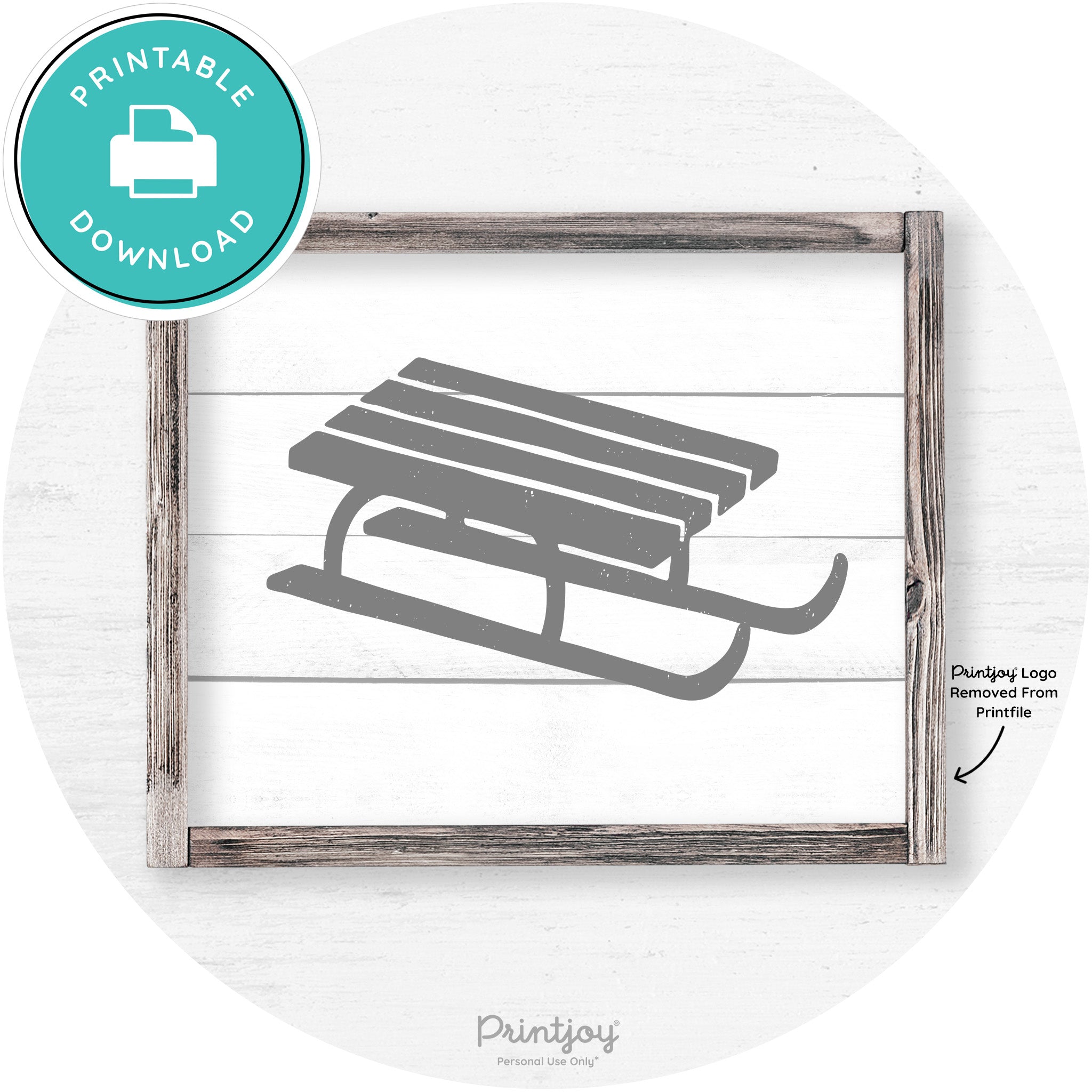 Winter Old Fashioned Sled Rustic Farmhouse Wall Art Free Printable - Printjoy