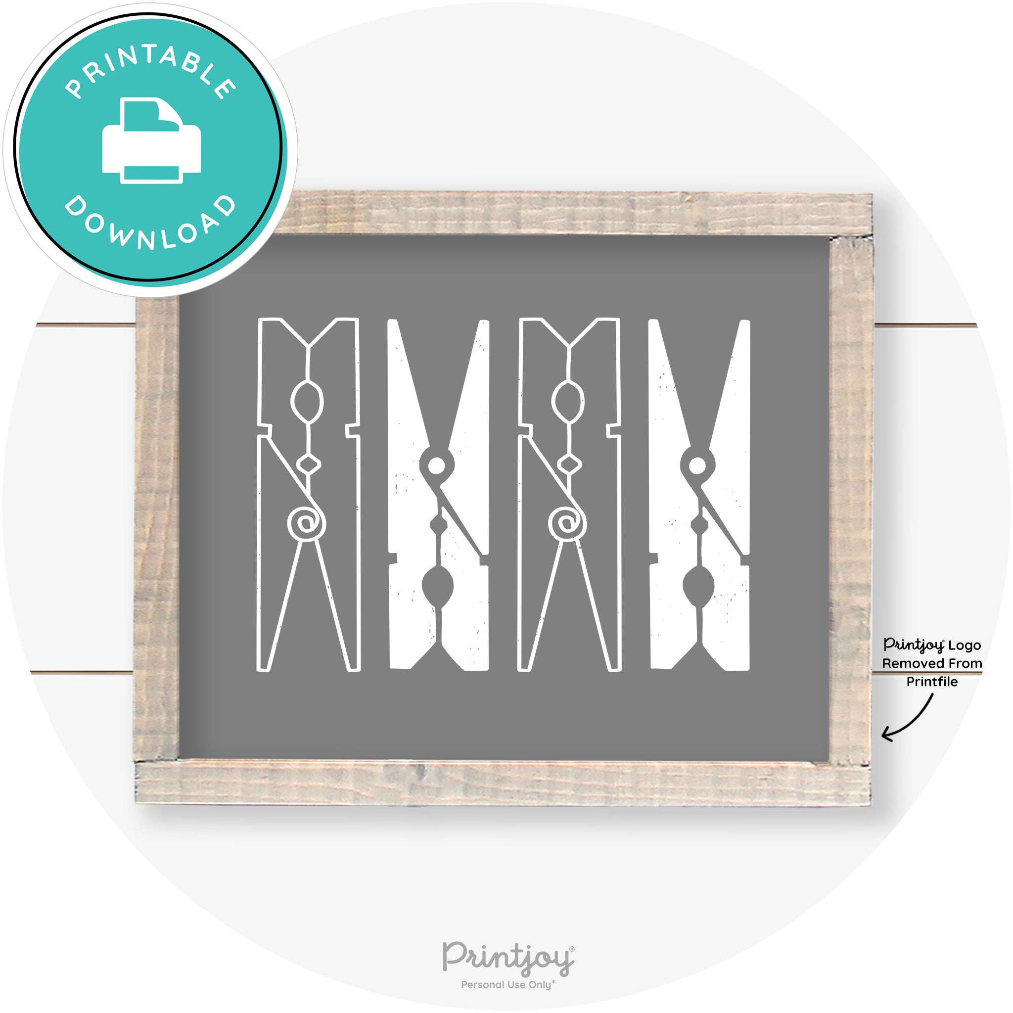 Clothespins Cute Laundry Room Farmhouse Wall Art Free Printable - Printjoy