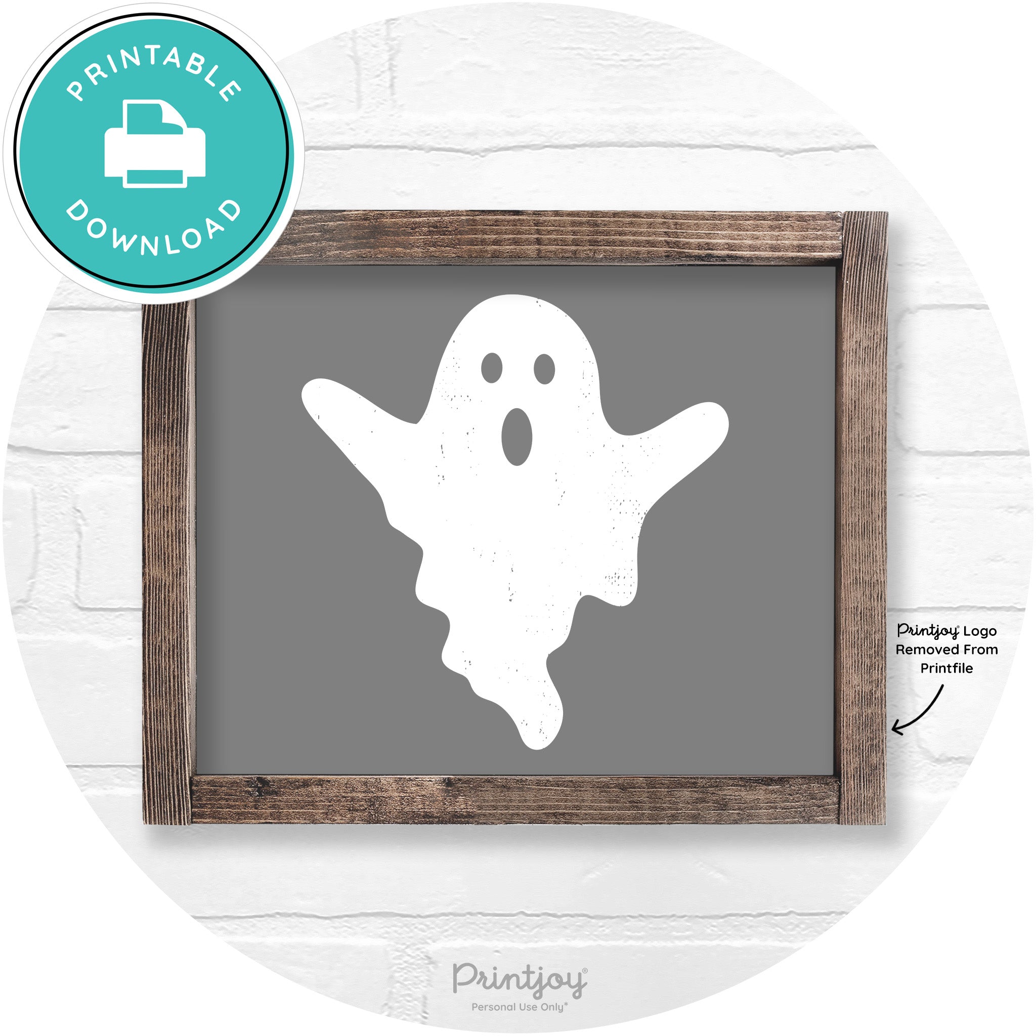 Halloween Cute Ghost Rustic Farmhouse Wall Art Free Printable - Printjoy