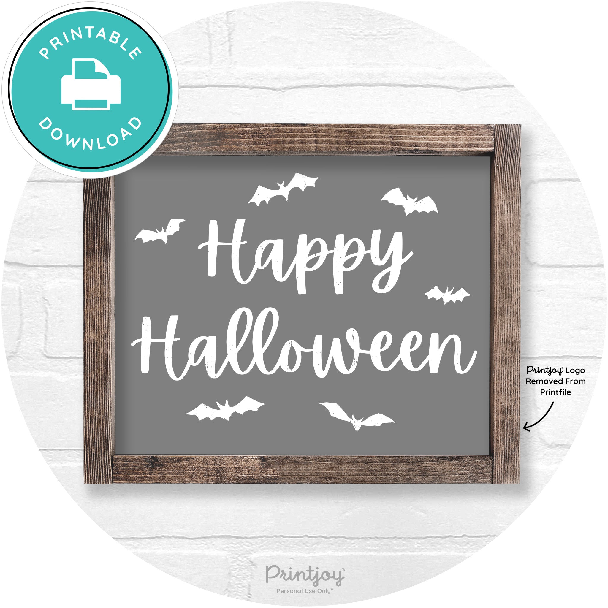 Happy Halloween Bats Rustic Farmhouse Wall Art Free Printable - Printjoy