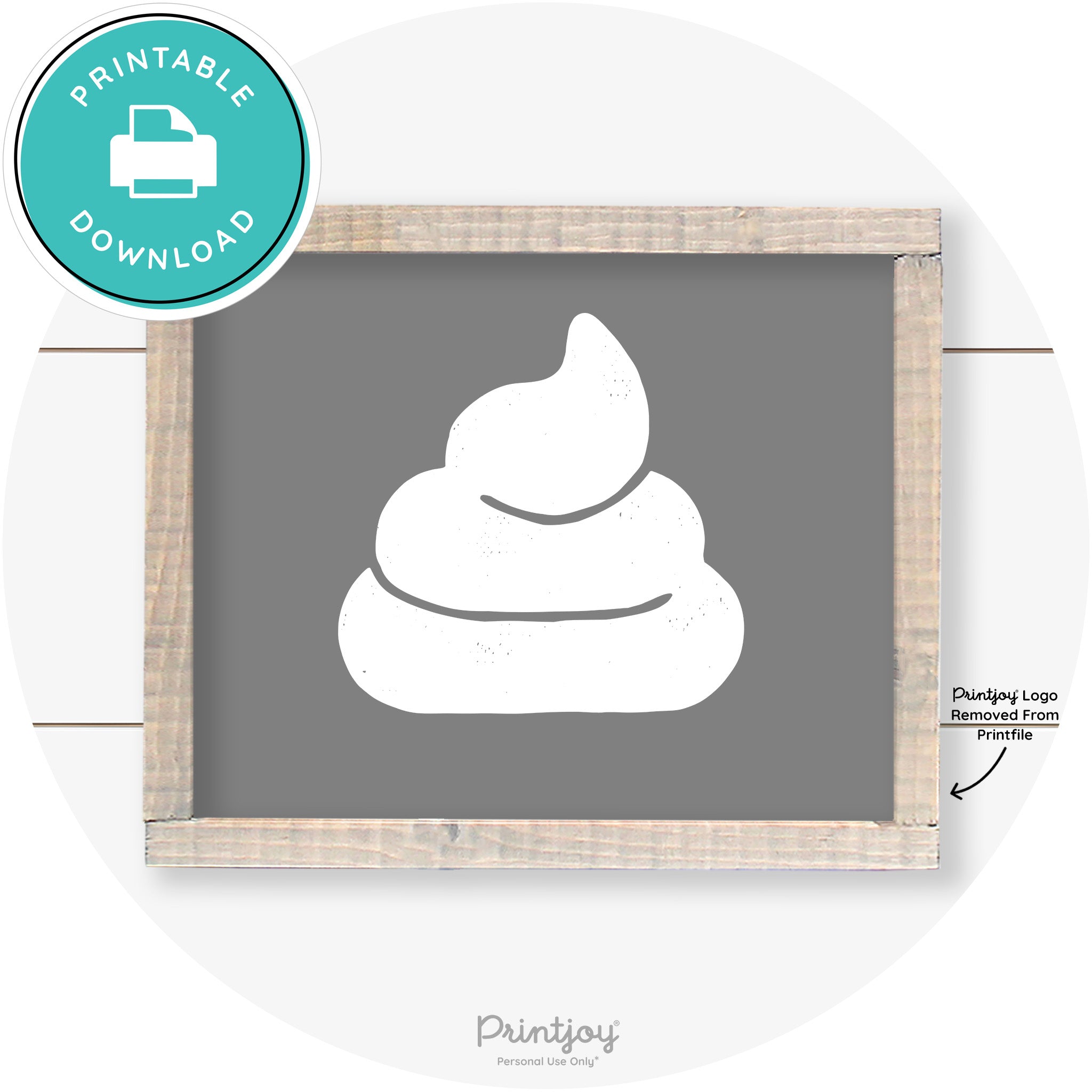 Poop Emoji Silhouette Funny Bathroom Sign Wall Art Free Printable - Printjoy