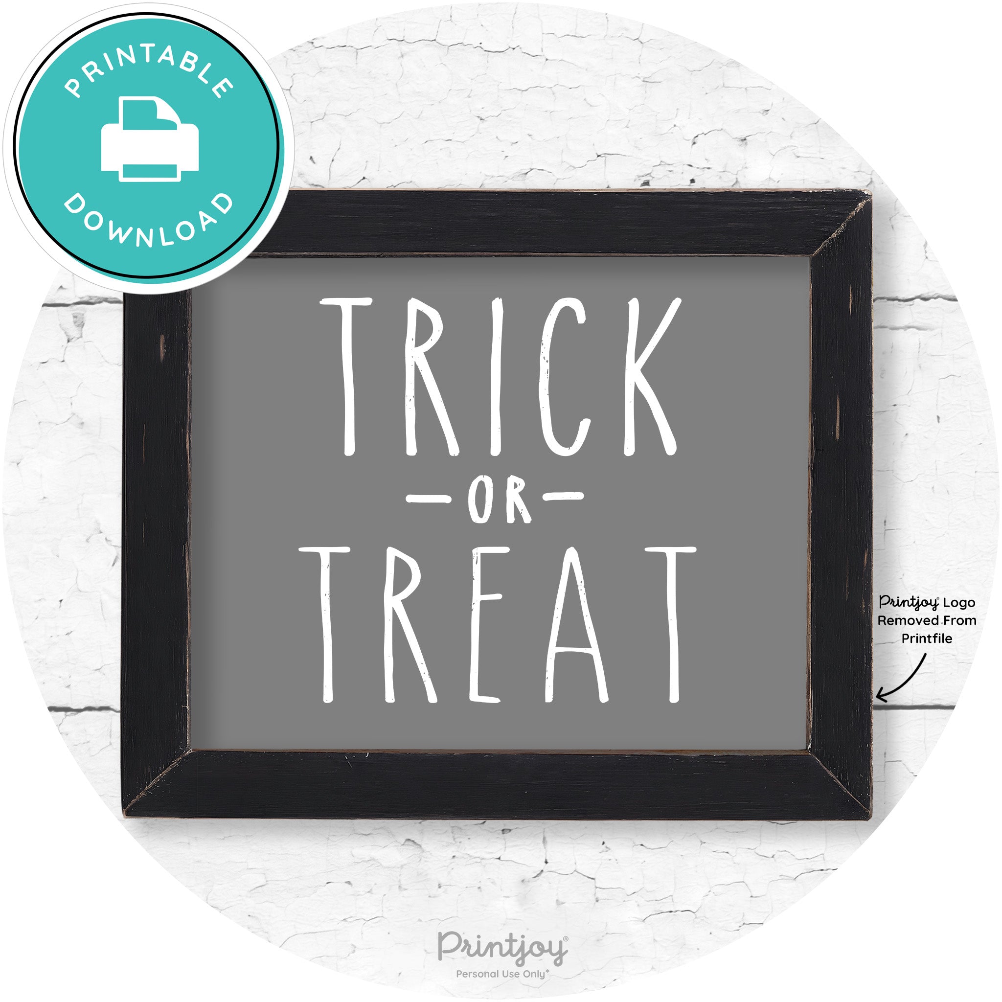 Trick Or Treat Lettering Farmhouse Halloween Wall Art Free Printable - Printjoy