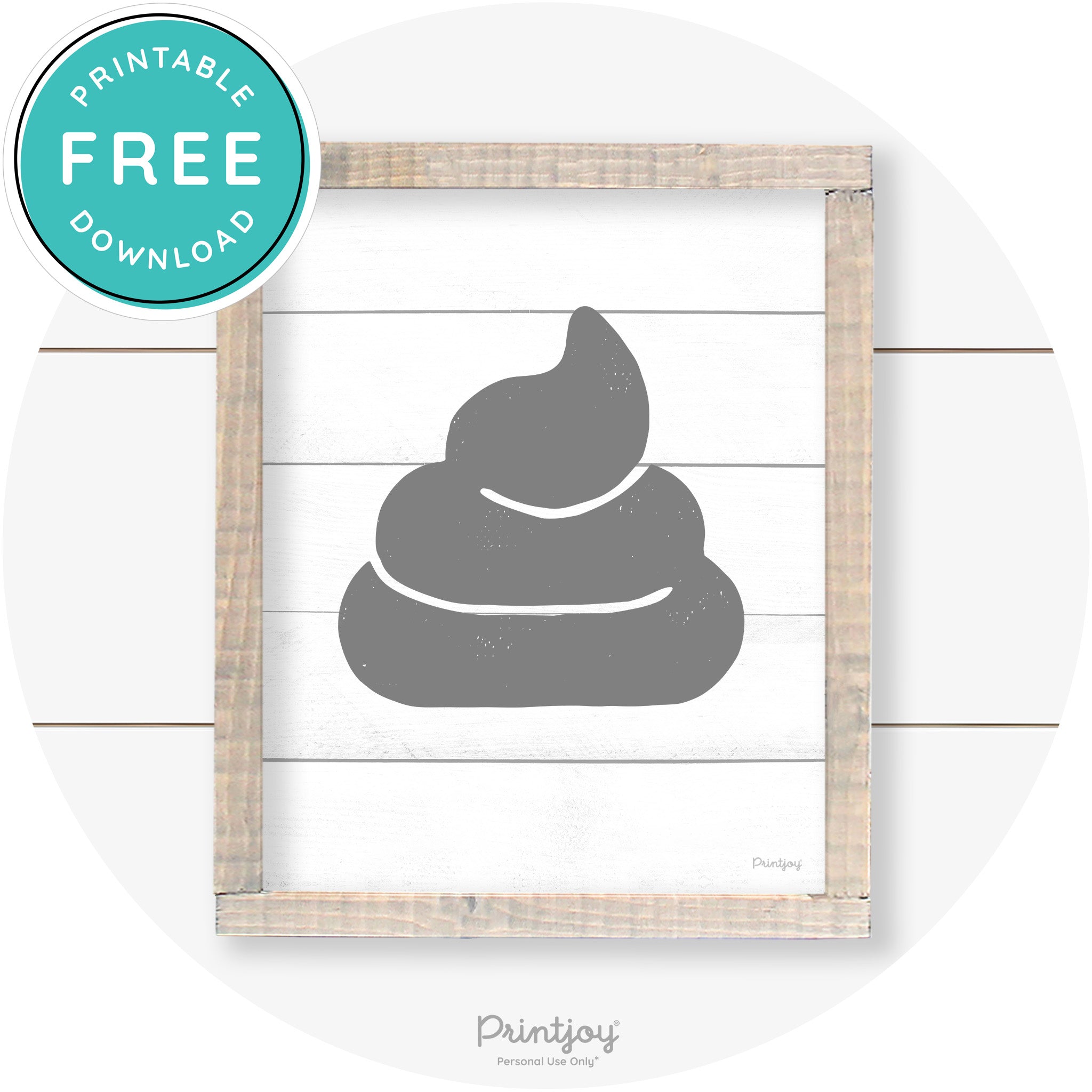 Poop Emoji Silhouette Funny Bathroom Sign Wall Art Free Printable - Printjoy