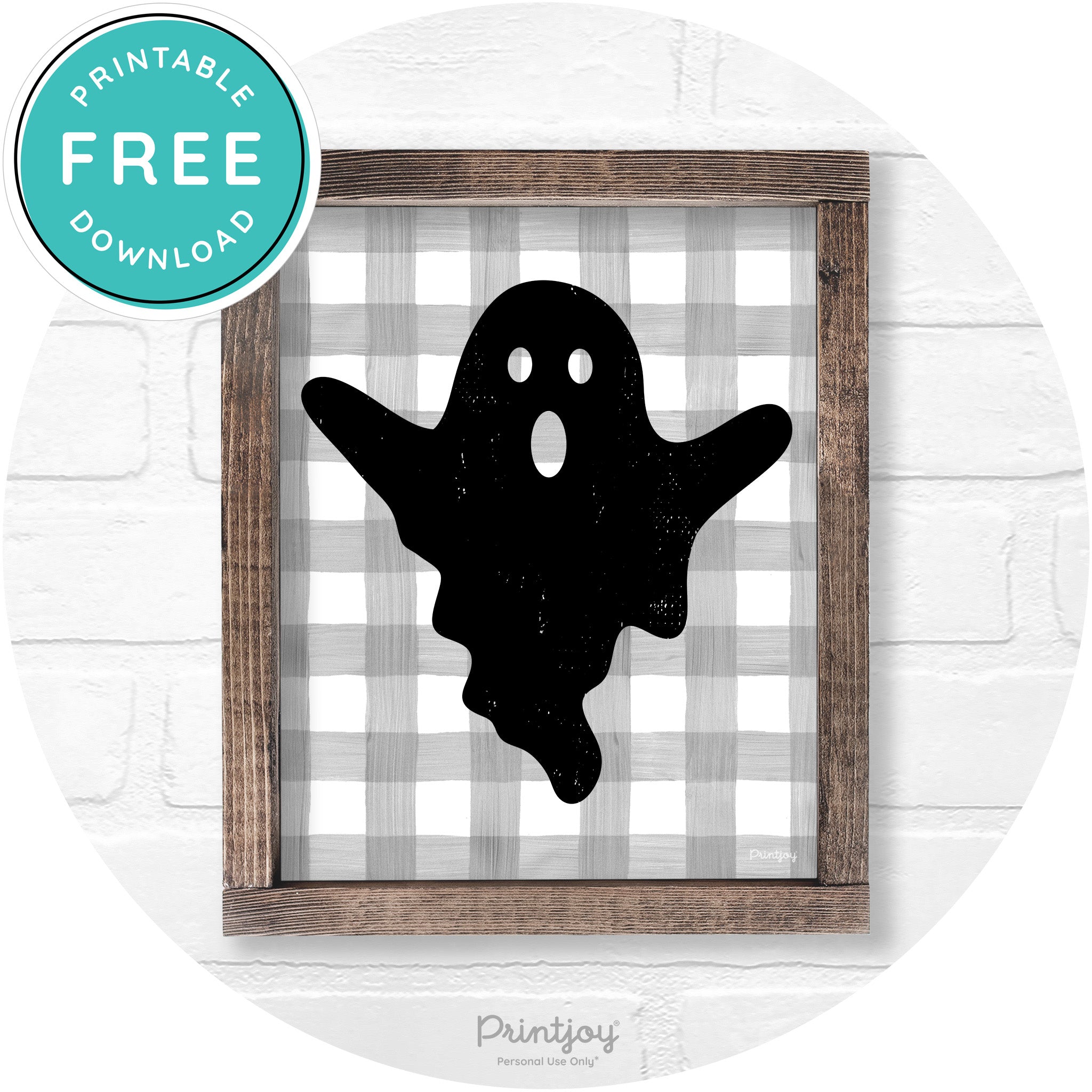 Halloween Cute Ghost Rustic Farmhouse Wall Art Free Printable - Printjoy
