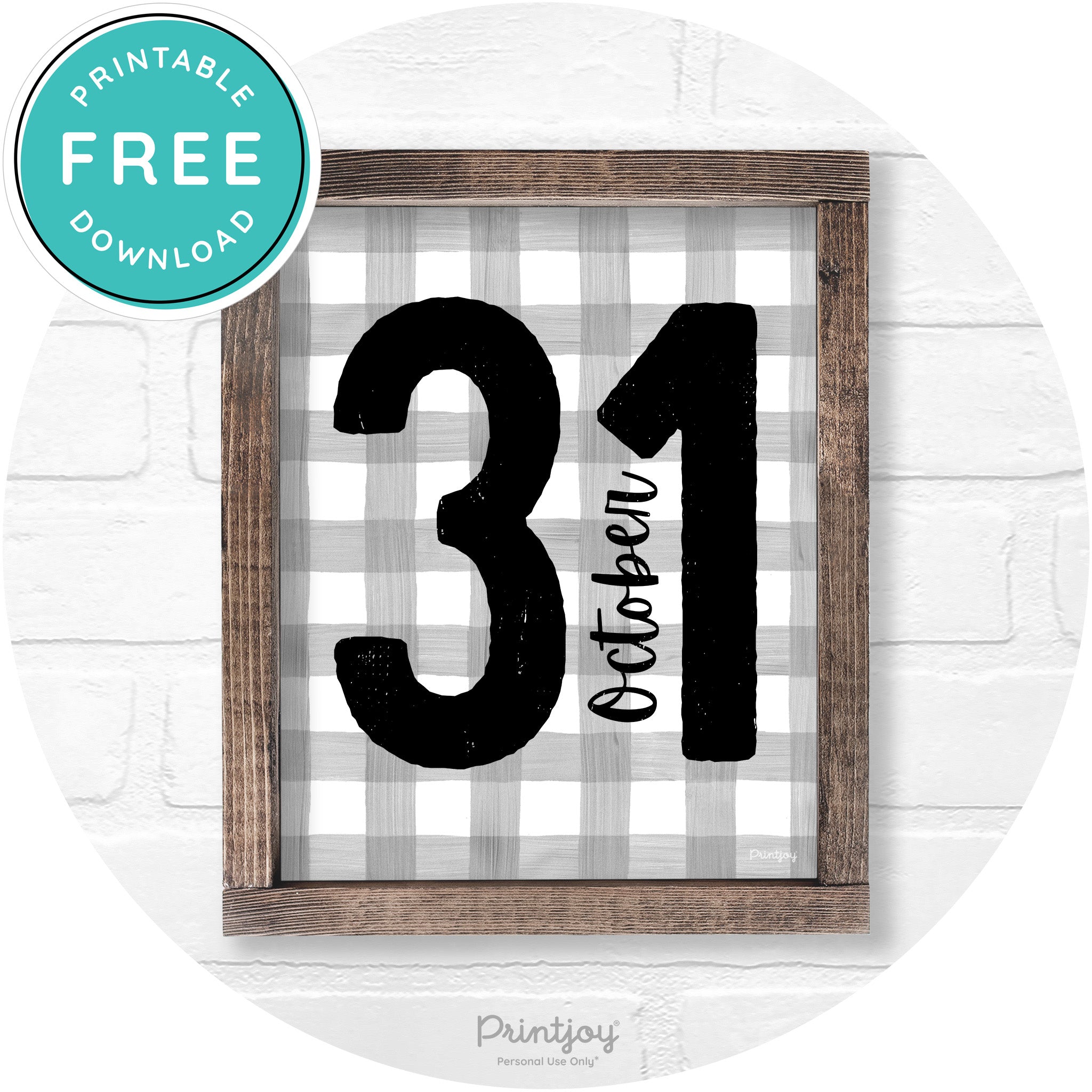 October 31 Halloween Rustic Farmhouse Wall Art Free Printable - Printjoy