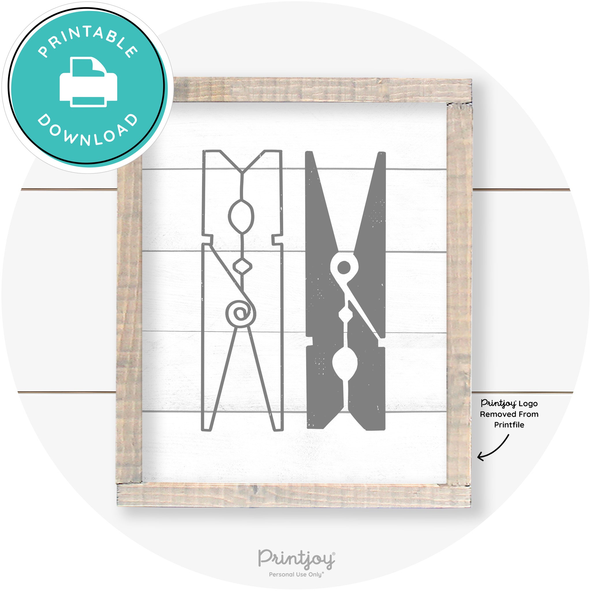 Clothespins Cute Laundry Room Farmhouse Wall Art Free Printable - Printjoy