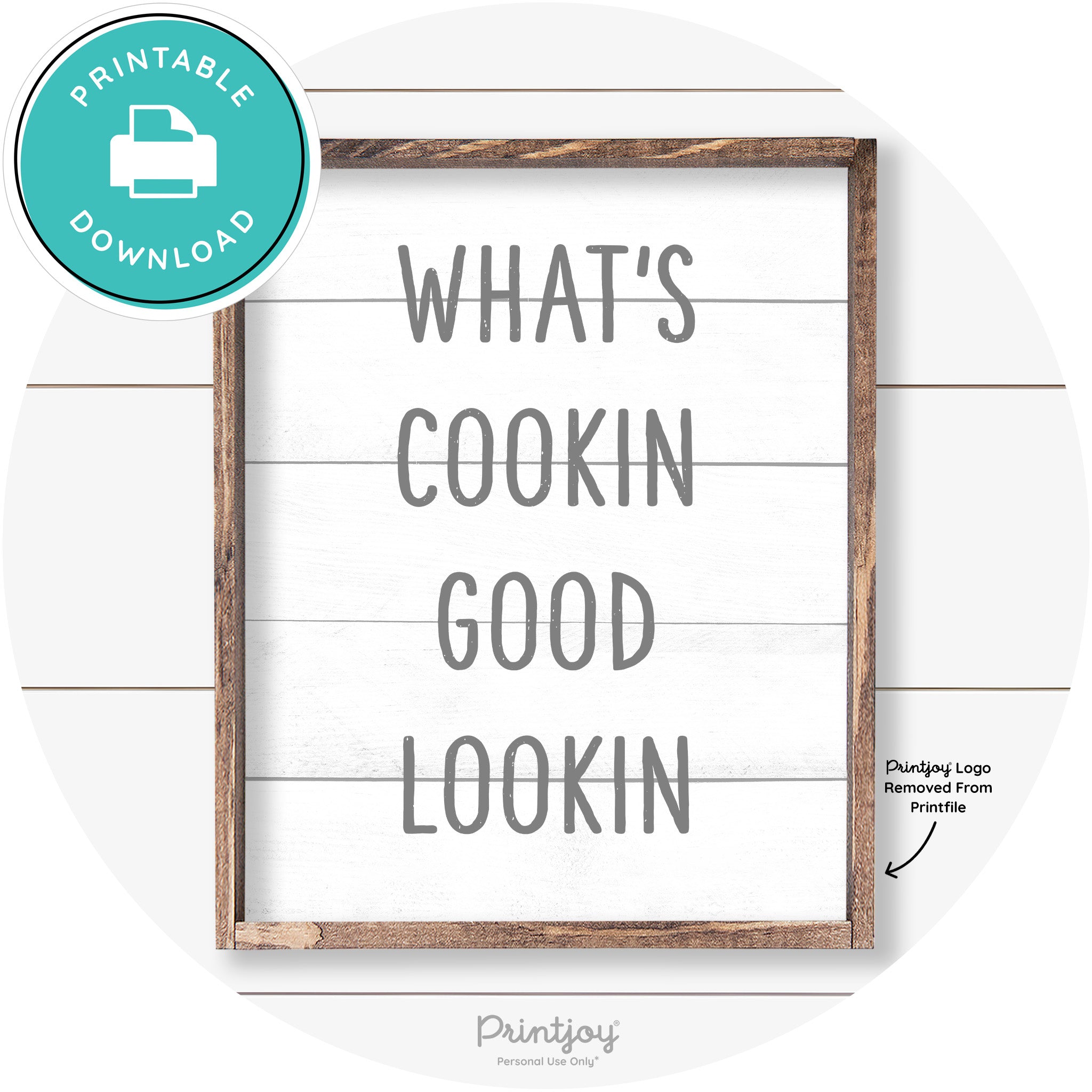 What's Cookin Good Lookin Farmhouse Kitchen Wall Art Free Printable - Printjoy