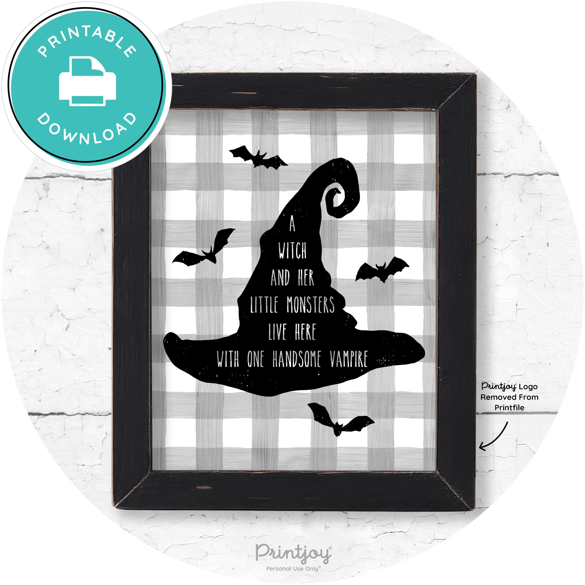 Fun Halloween Family Farmhouse Witch Hat Wall Art Free Printable - Printjoy