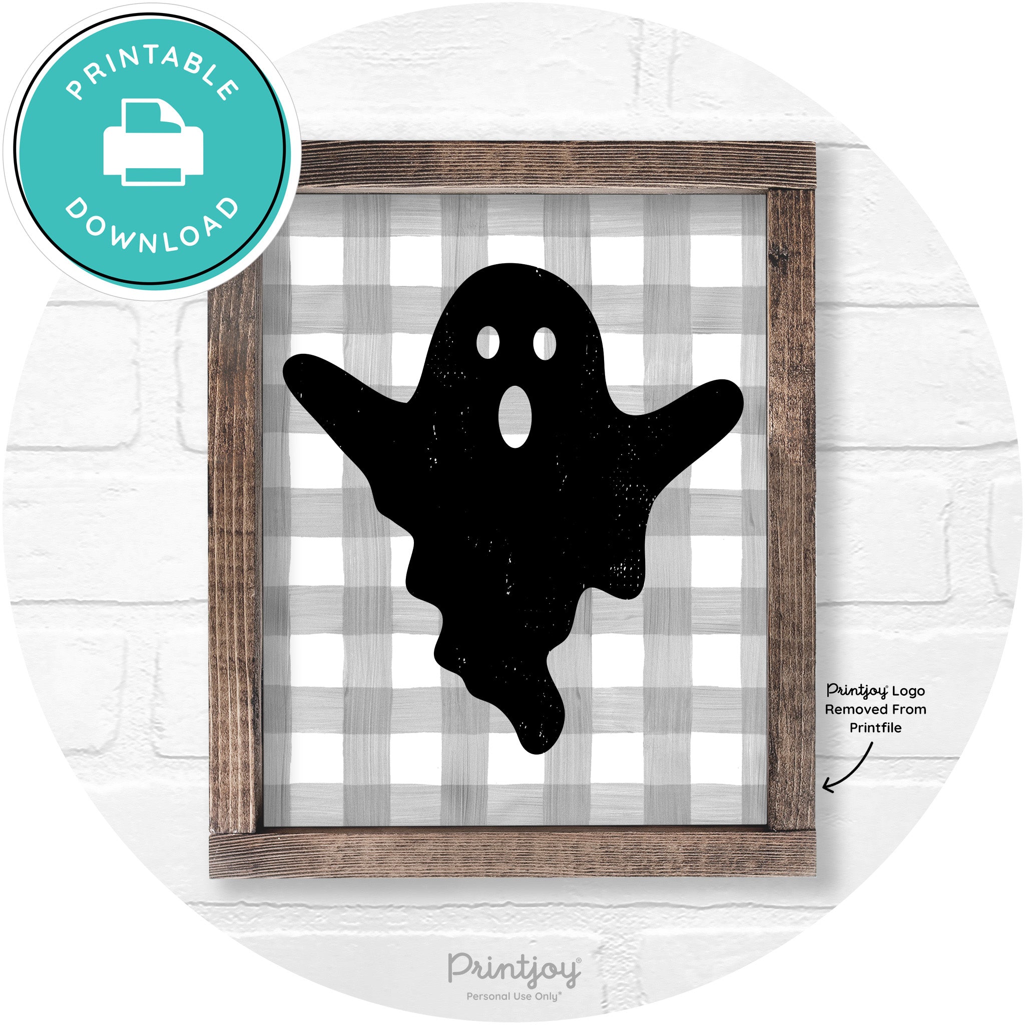 Halloween Cute Ghost Rustic Farmhouse Wall Art Free Printable - Printjoy
