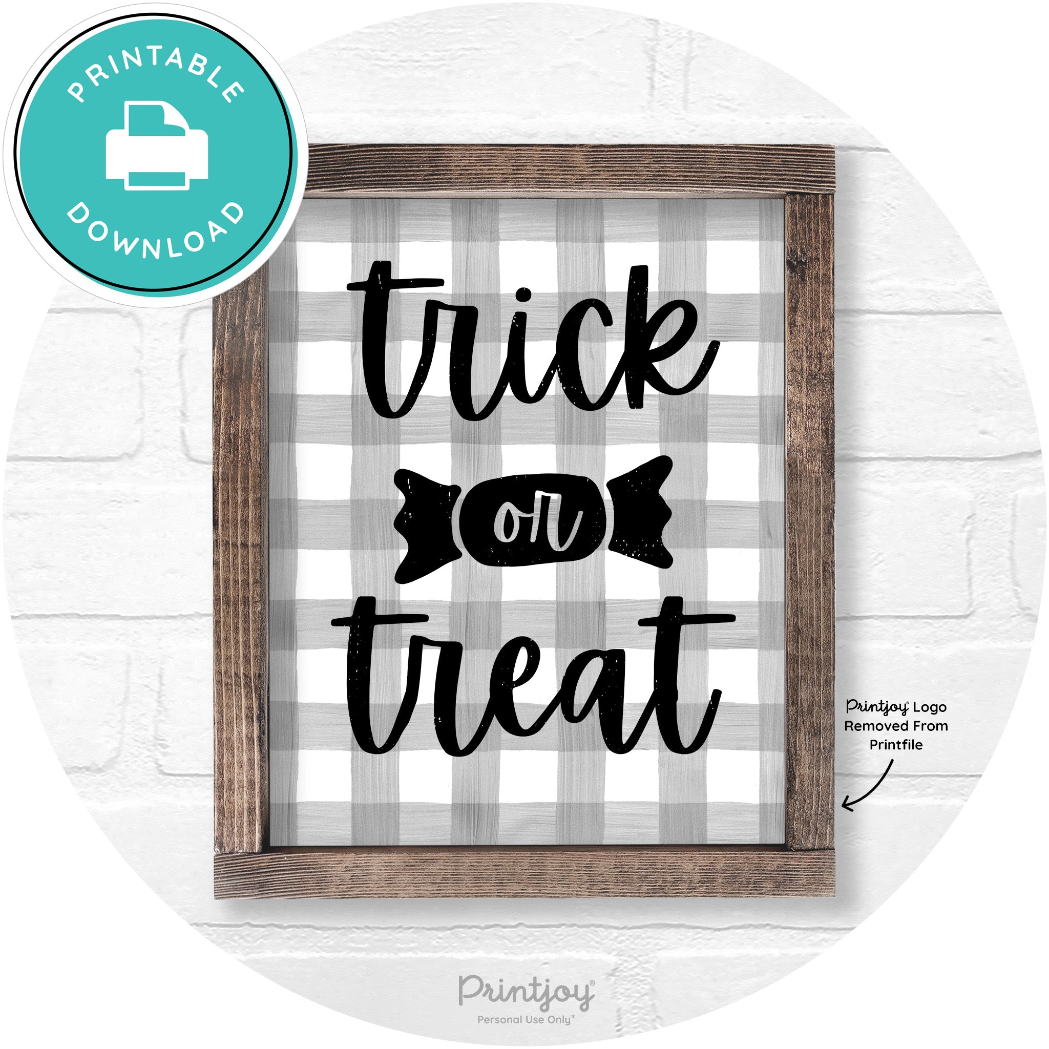 Trick Or Treat Halloween Rustic Farmhouse Wall Art Free Printable - Printjoy