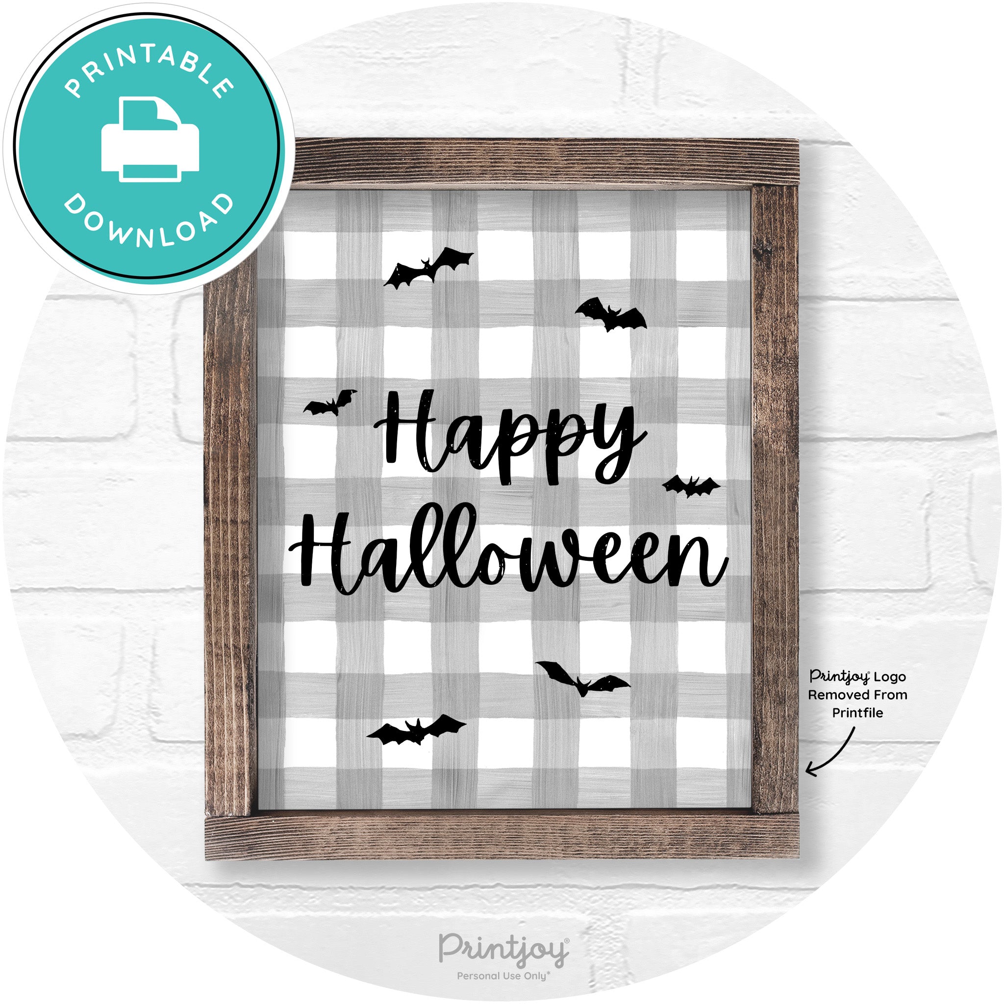 Happy Halloween Bats Rustic Farmhouse Wall Art Free Printable - Printjoy