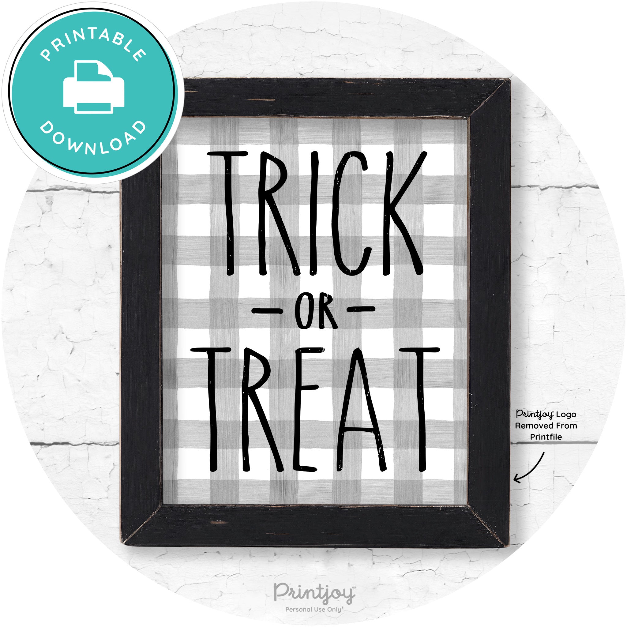 Trick Or Treat Lettering Farmhouse Halloween Wall Art Free Printable - Printjoy
