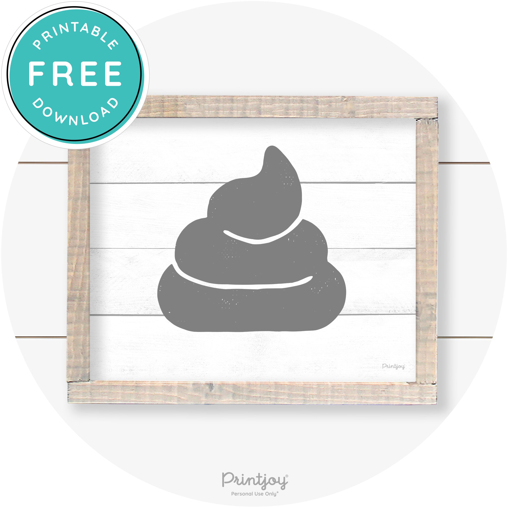 Poop Emoji Silhouette Funny Bathroom Sign Wall Art Free Printable - Printjoy