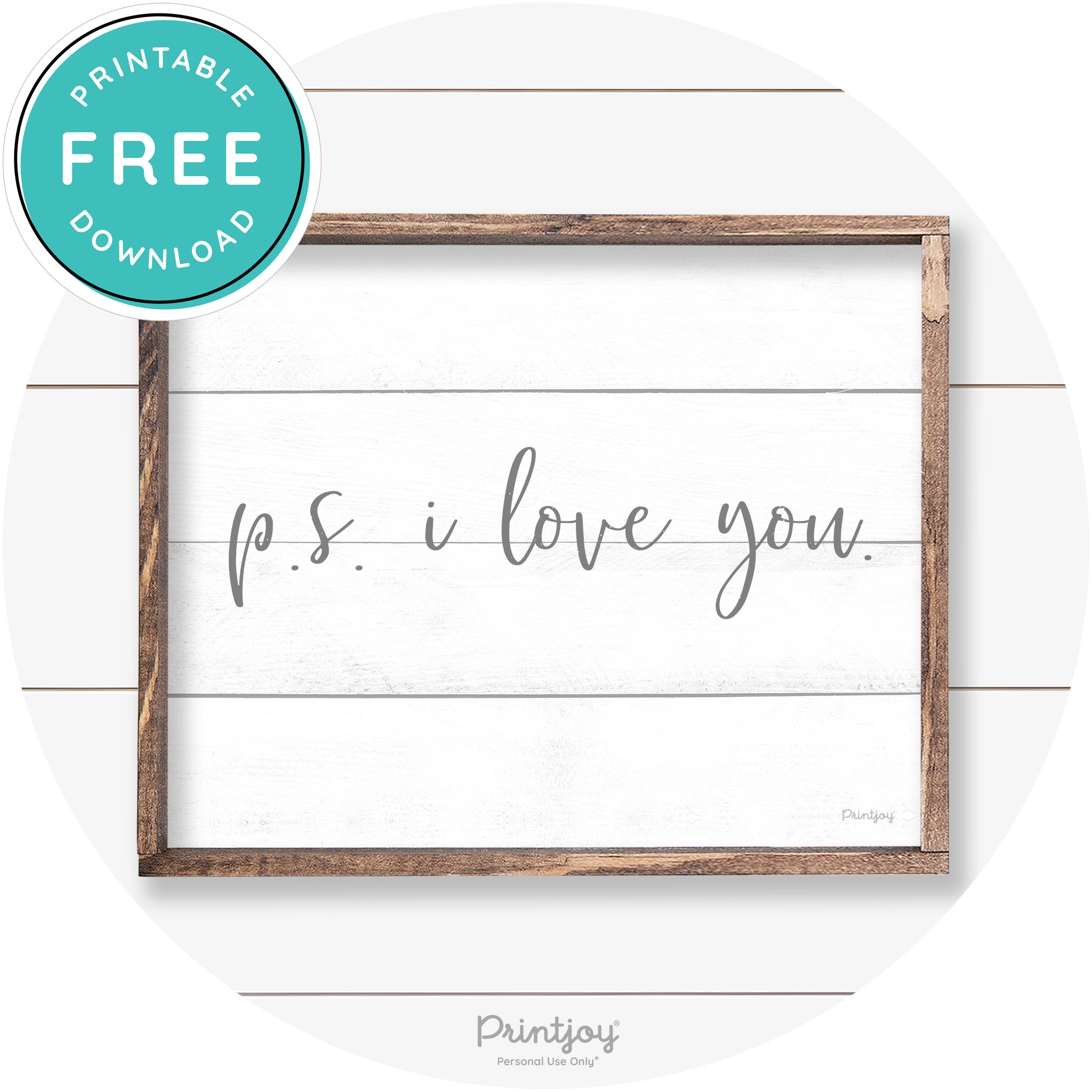 P.S. I Love You Cute Couples Farmhouse Wall Art Decor Free Printable - Printjoy