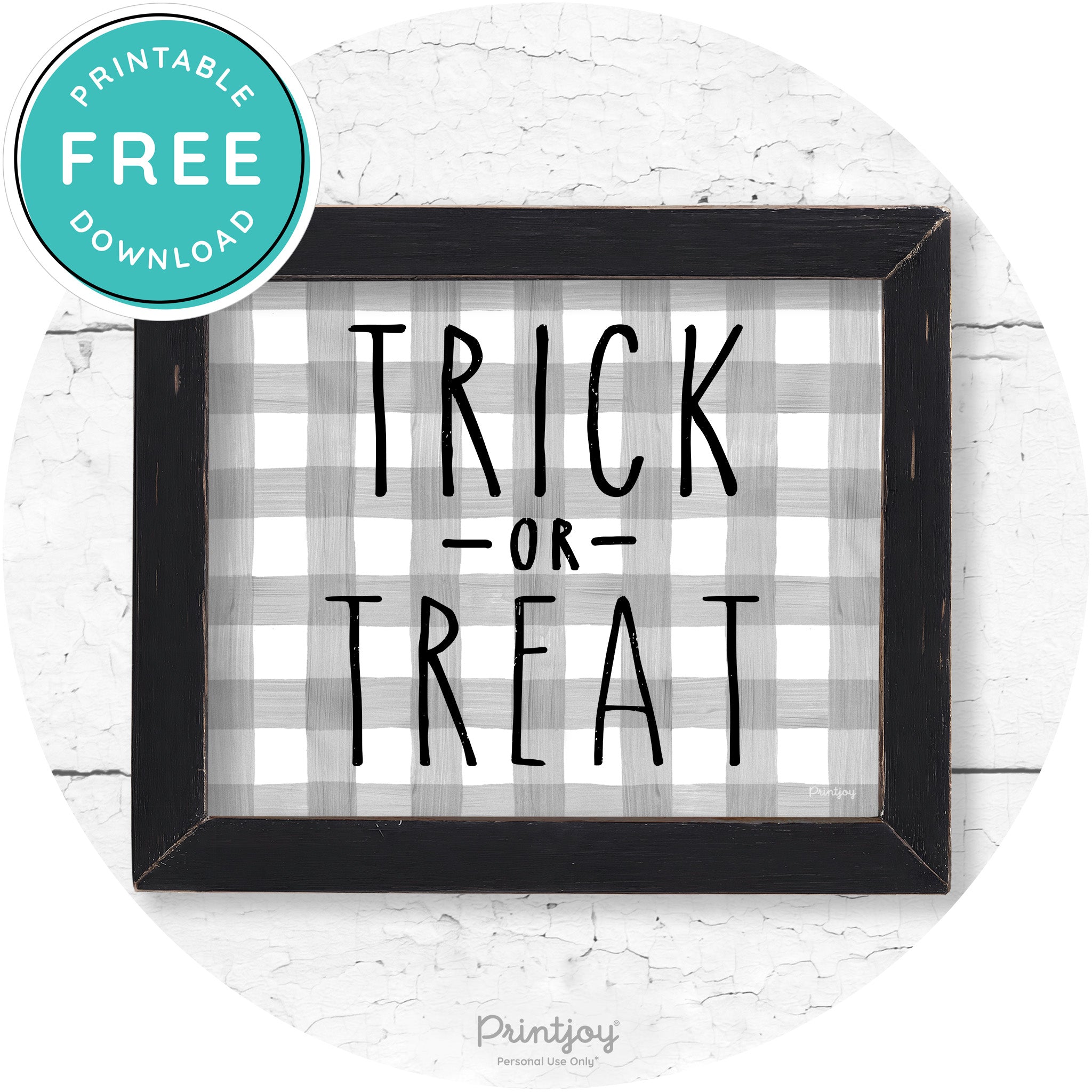 Trick Or Treat Lettering Farmhouse Halloween Wall Art Free Printable - Printjoy