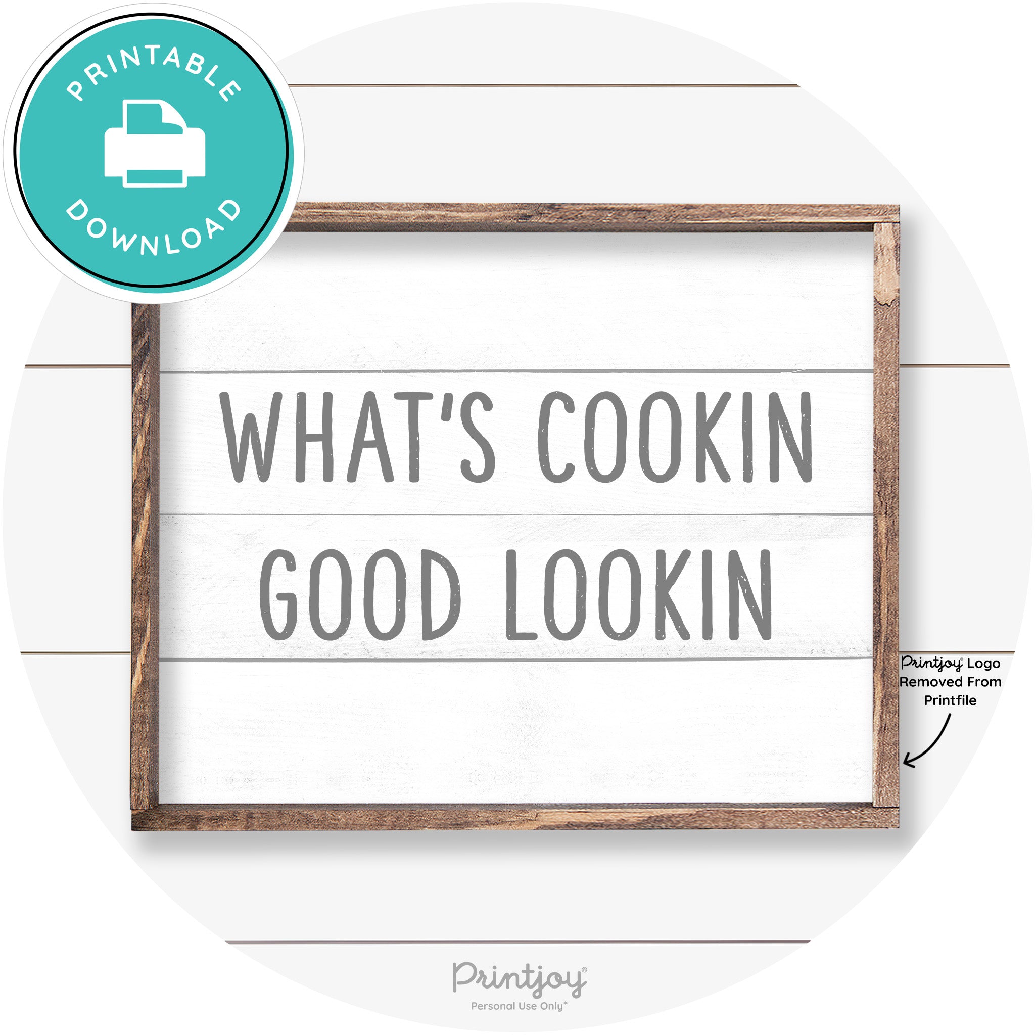 What's Cookin Good Lookin Farmhouse Kitchen Wall Art Free Printable - Printjoy