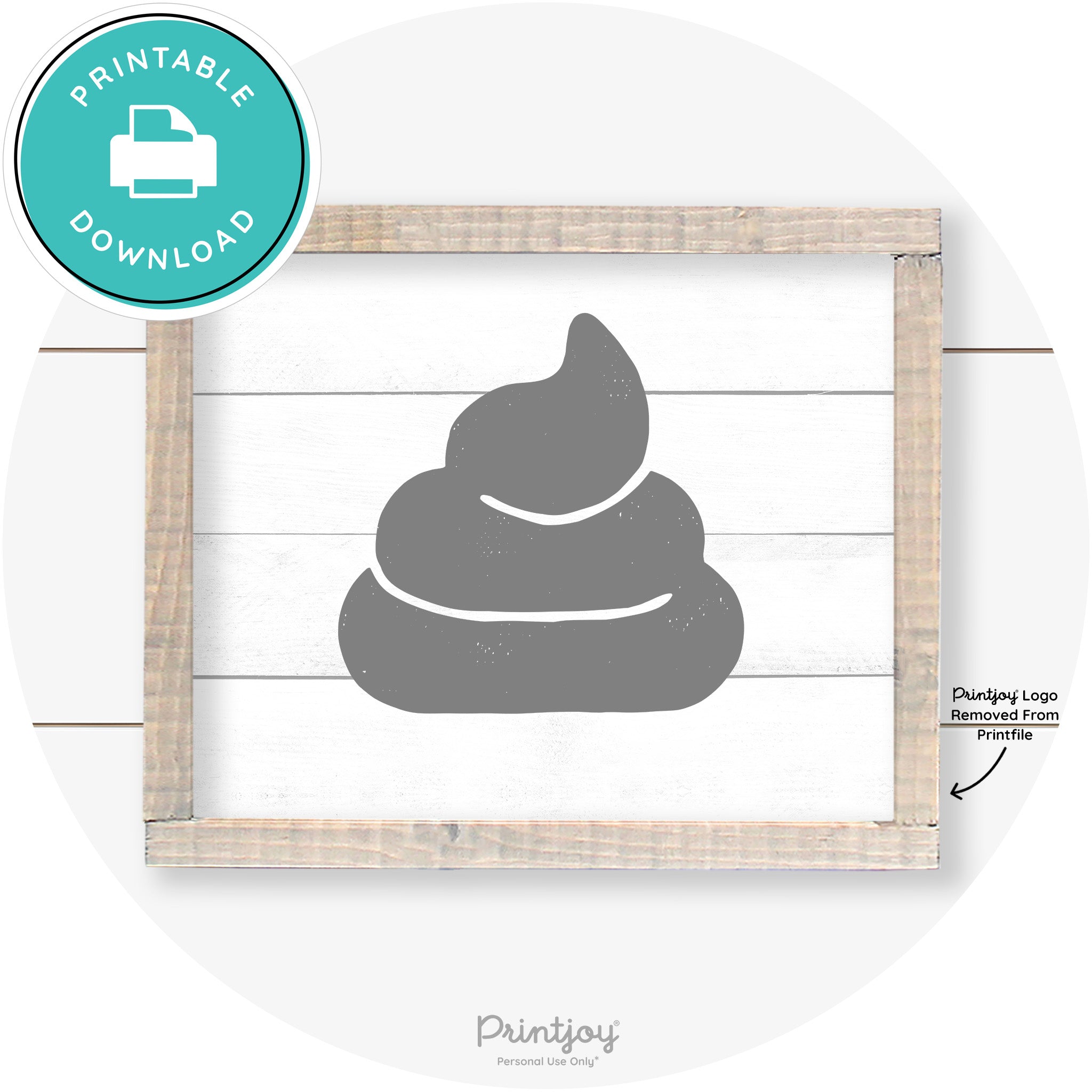 Poop Emoji Silhouette Funny Bathroom Sign Wall Art Free Printable - Printjoy