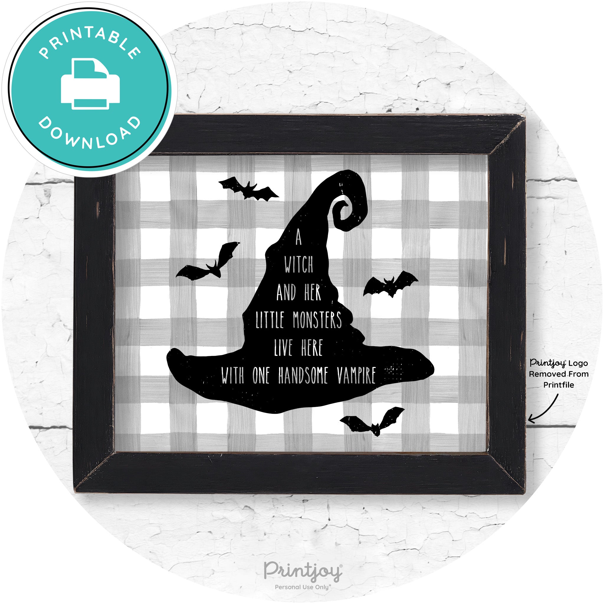 Fun Halloween Family Farmhouse Witch Hat Wall Art Free Printable - Printjoy