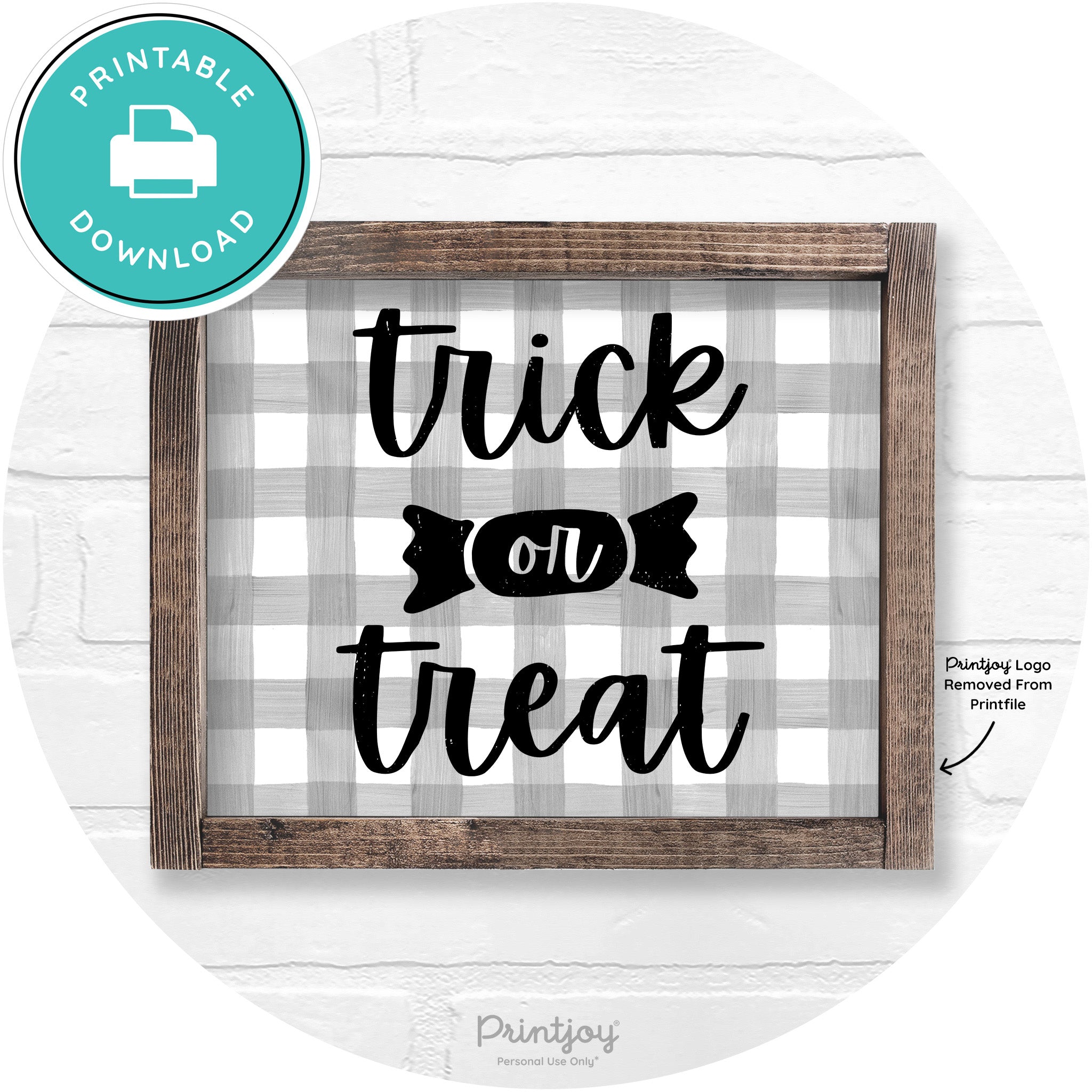 Trick Or Treat Halloween Rustic Farmhouse Wall Art Free Printable - Printjoy