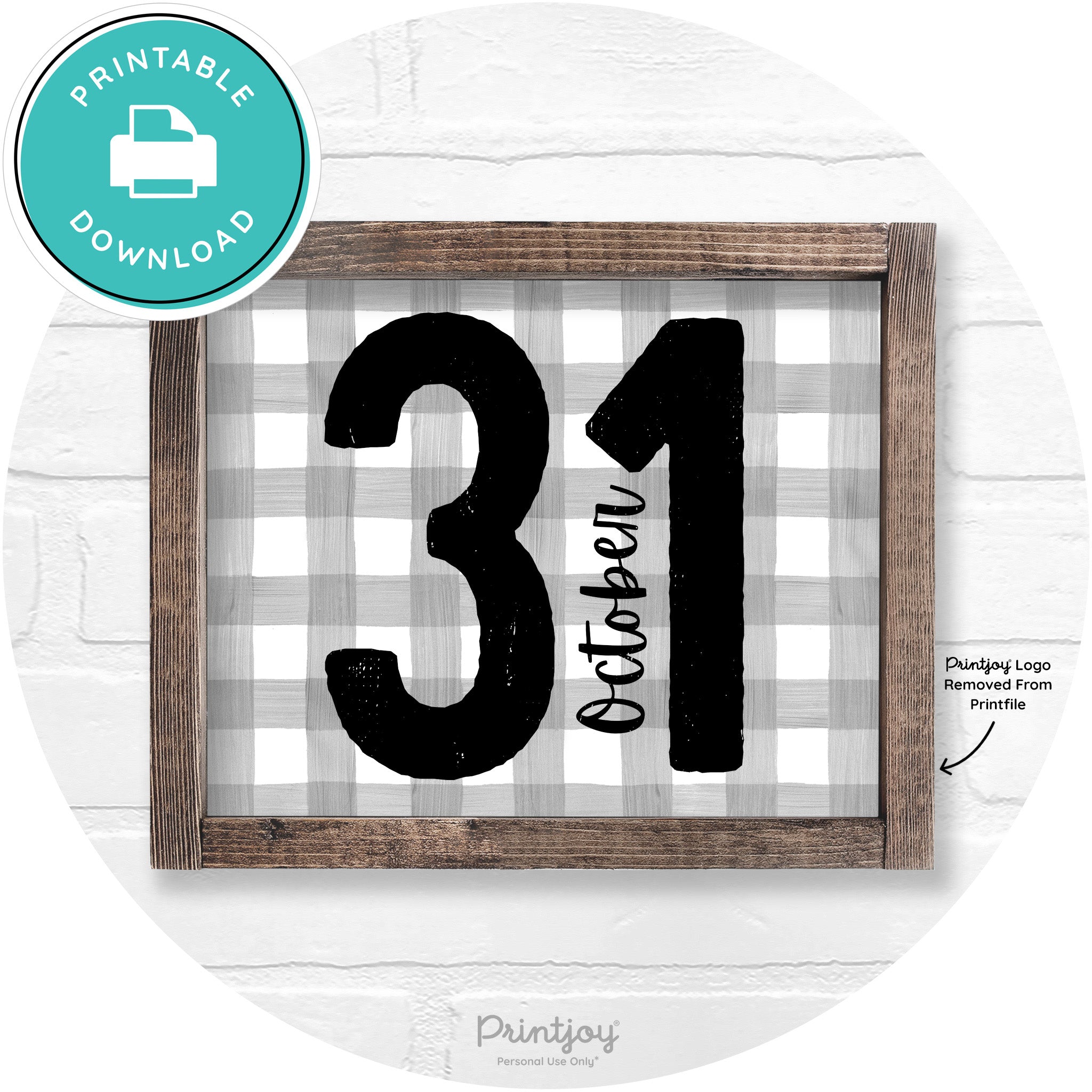 October 31 Halloween Rustic Farmhouse Wall Art Free Printable - Printjoy