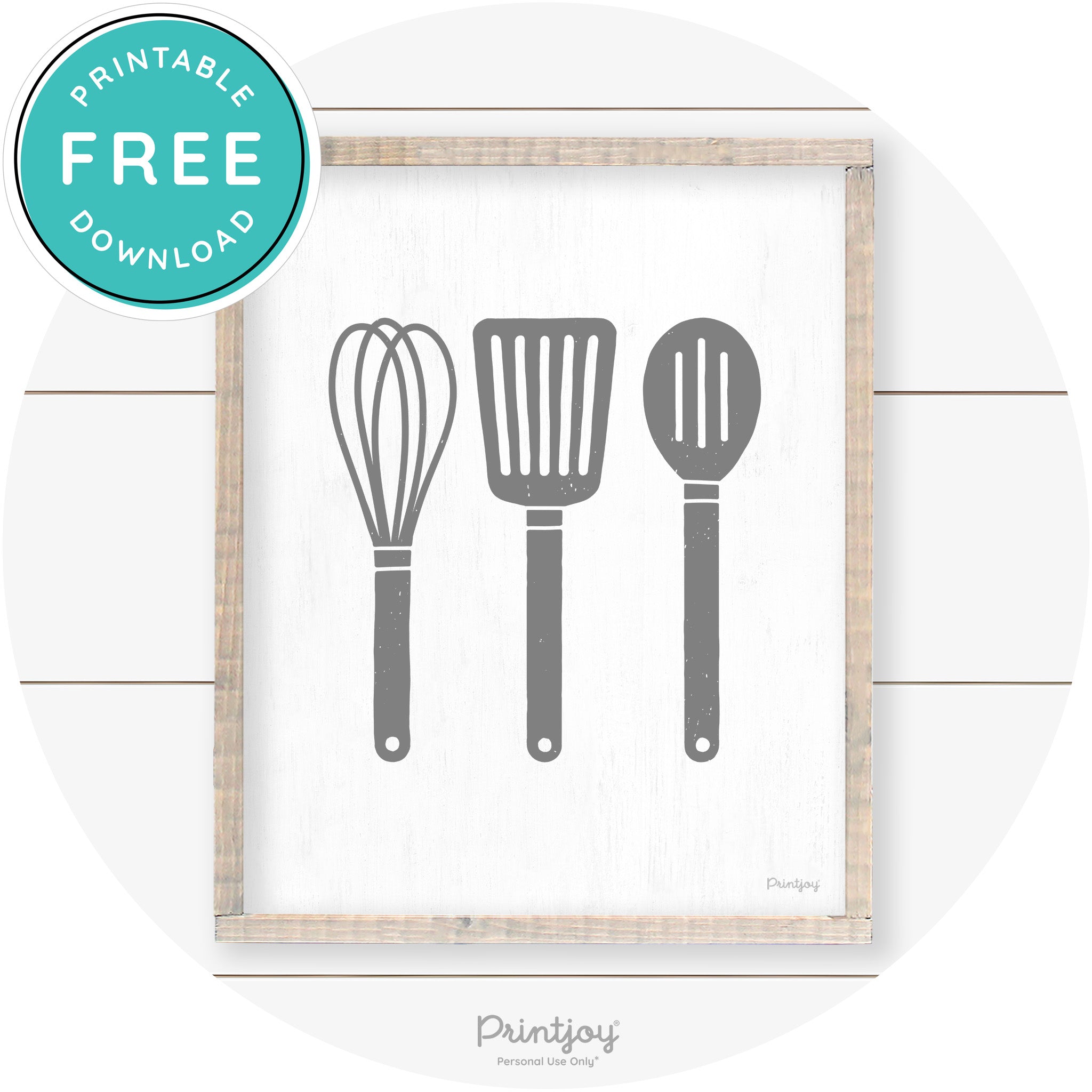 Whisk Spatula Spoon Kitchen Utensils Farmhouse Wall Art Free Printable - Printjoy