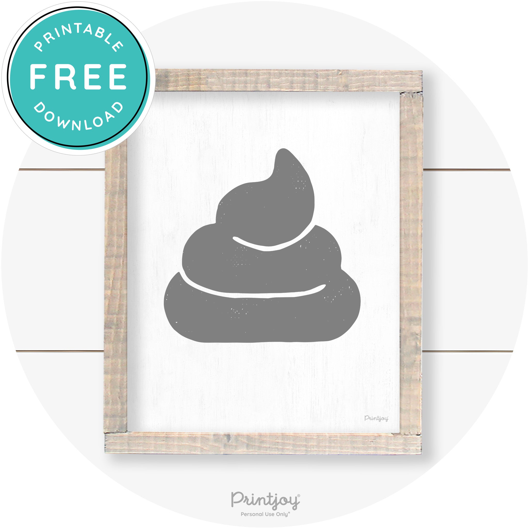 Poop Emoji Silhouette Funny Bathroom Sign Wall Art Free Printable - Printjoy