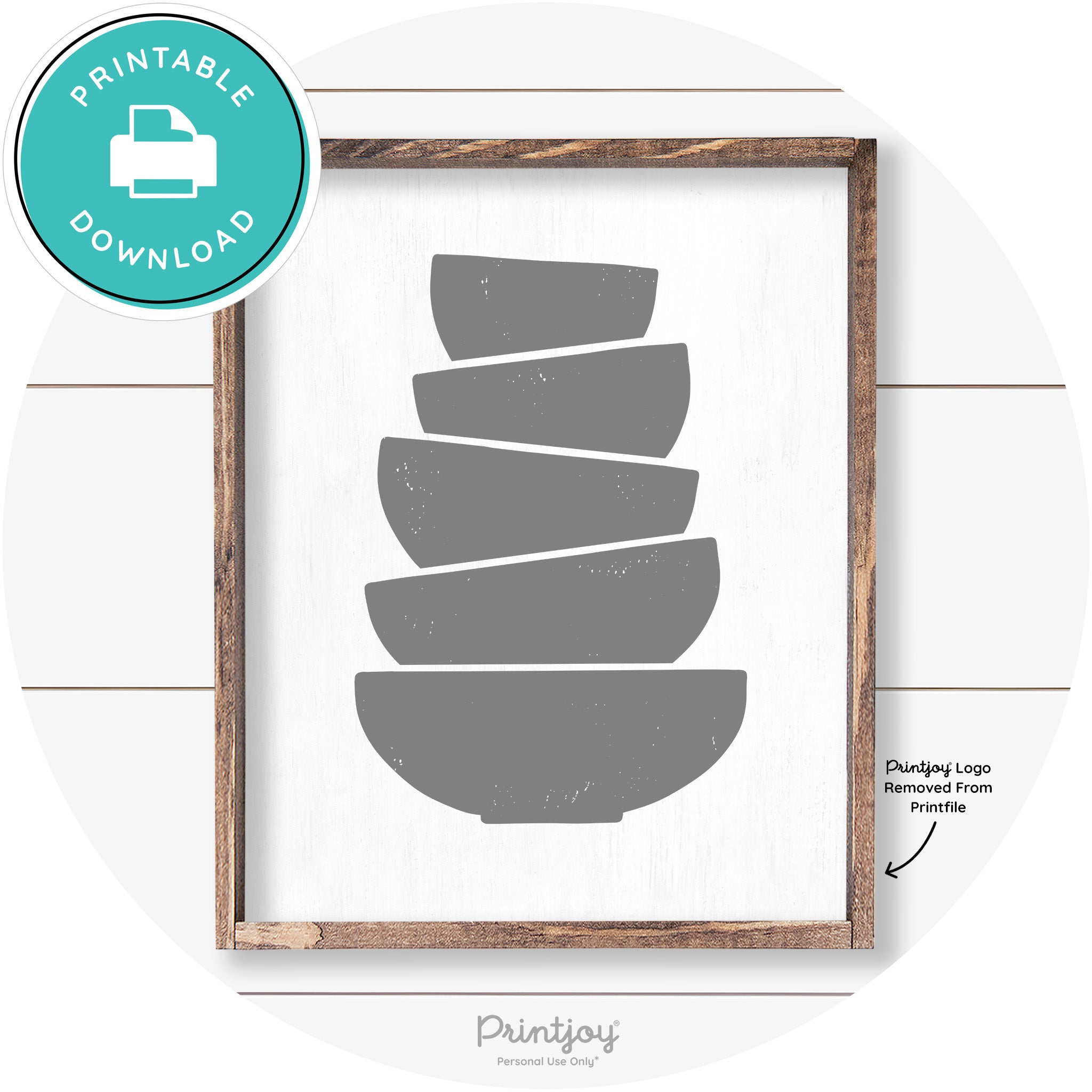 Stacked Bowls Cute Kitchen Farmhouse Wall Art Decor Free Printable - Printjoy