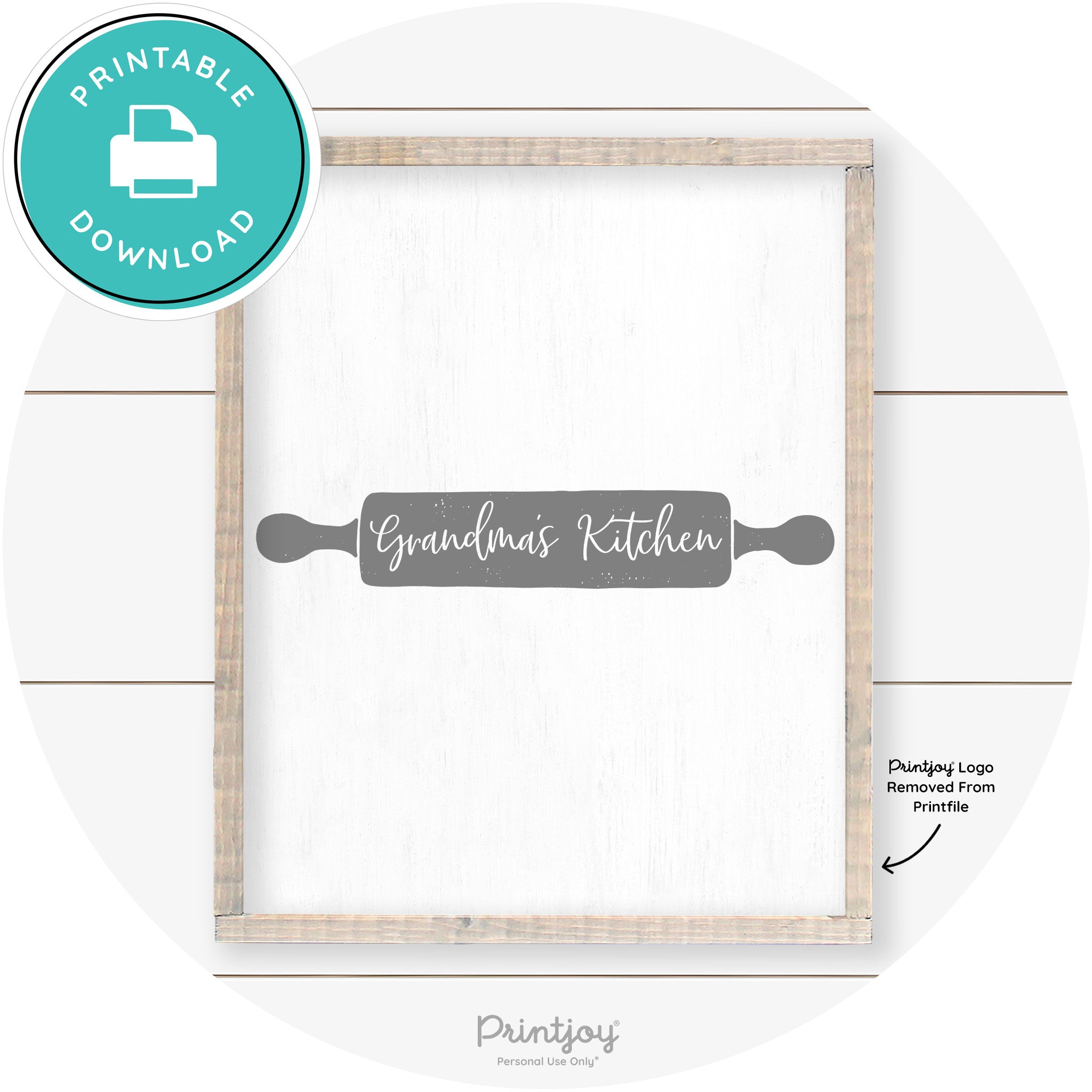 Grandma's Kitchen Rolling Pin Farmhouse Wall Art Free Printable - Printjoy
