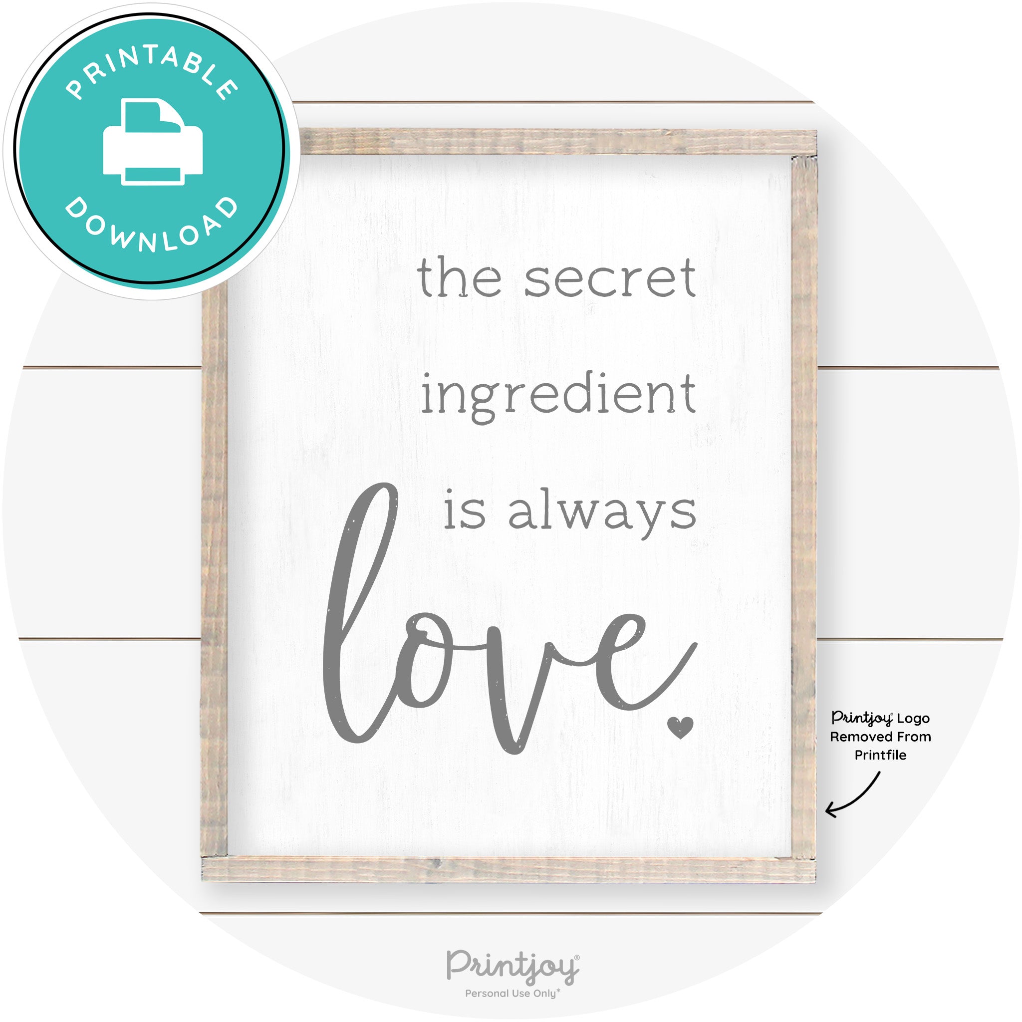 Secret Ingredient Is Love Farmhouse Kitchen Wall Art Free Printable - Printjoy