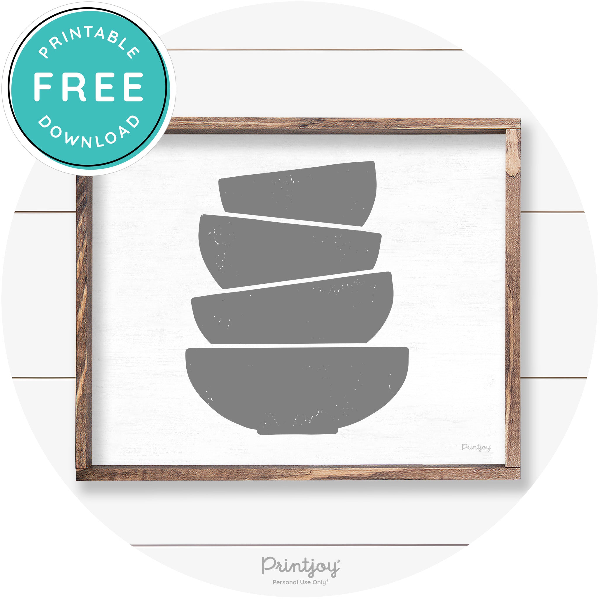 Stacked Bowls Cute Kitchen Farmhouse Wall Art Decor Free Printable - Printjoy