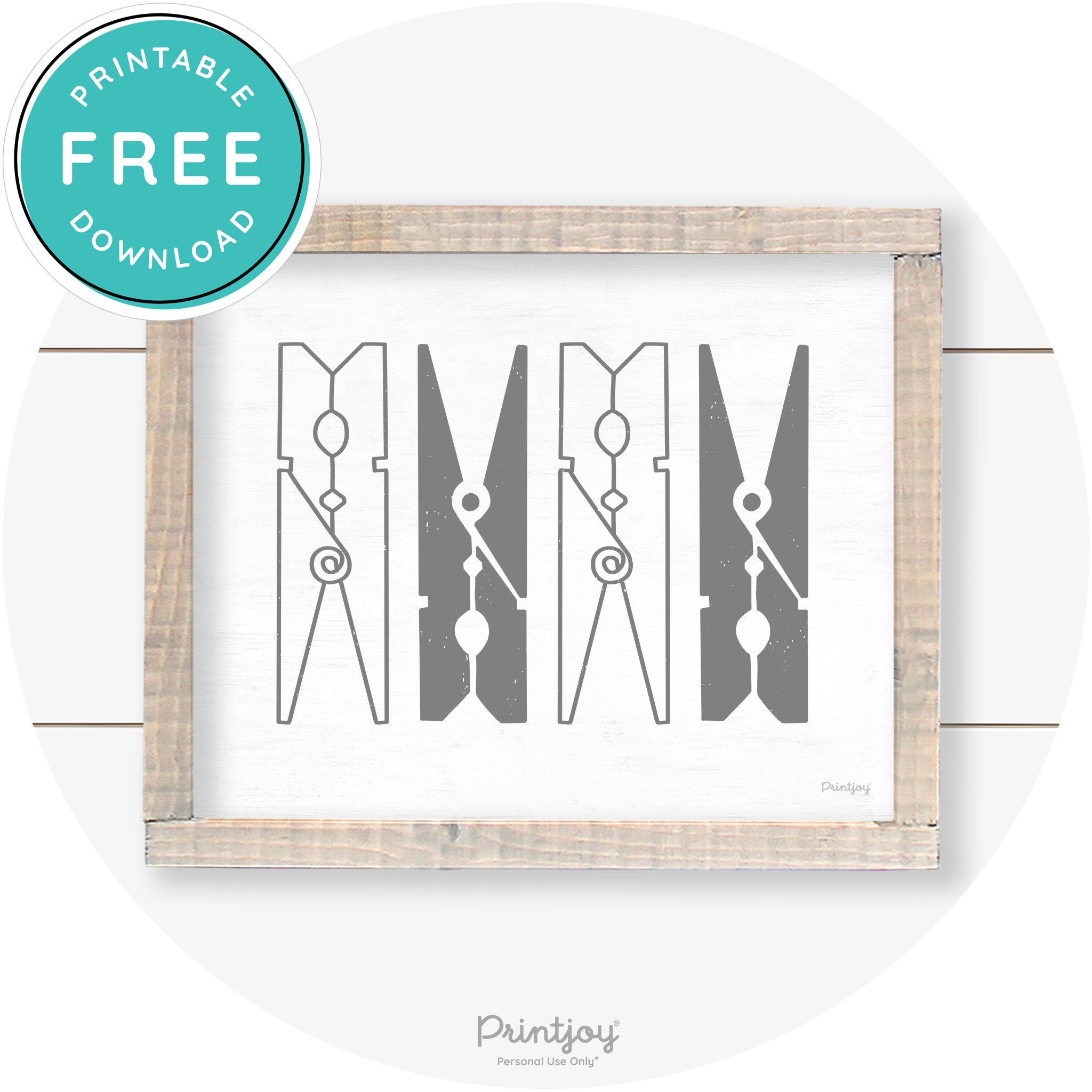 Clothespins Cute Laundry Room Farmhouse Wall Art Free Printable - Printjoy